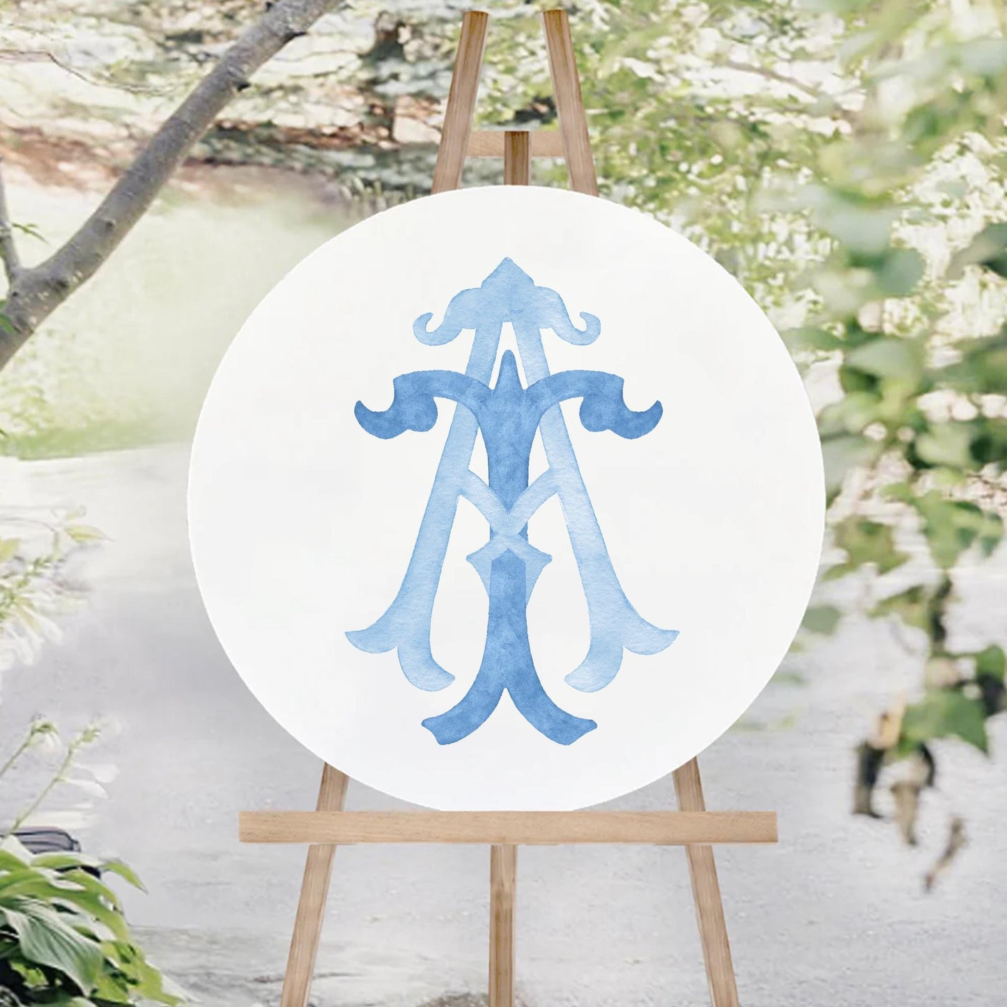 Watercolor Wedding Monogram AT - TA (Digital Download)