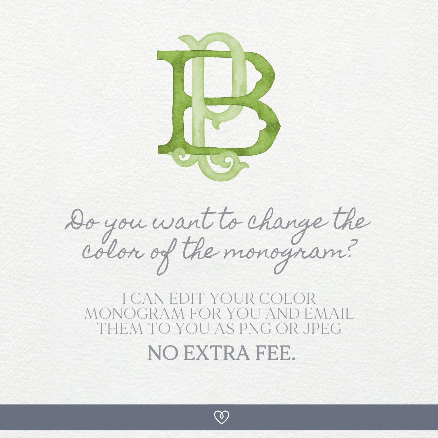 Watercolor Wedding Monogram - BP Classic Interlocking Design (Digital Download)