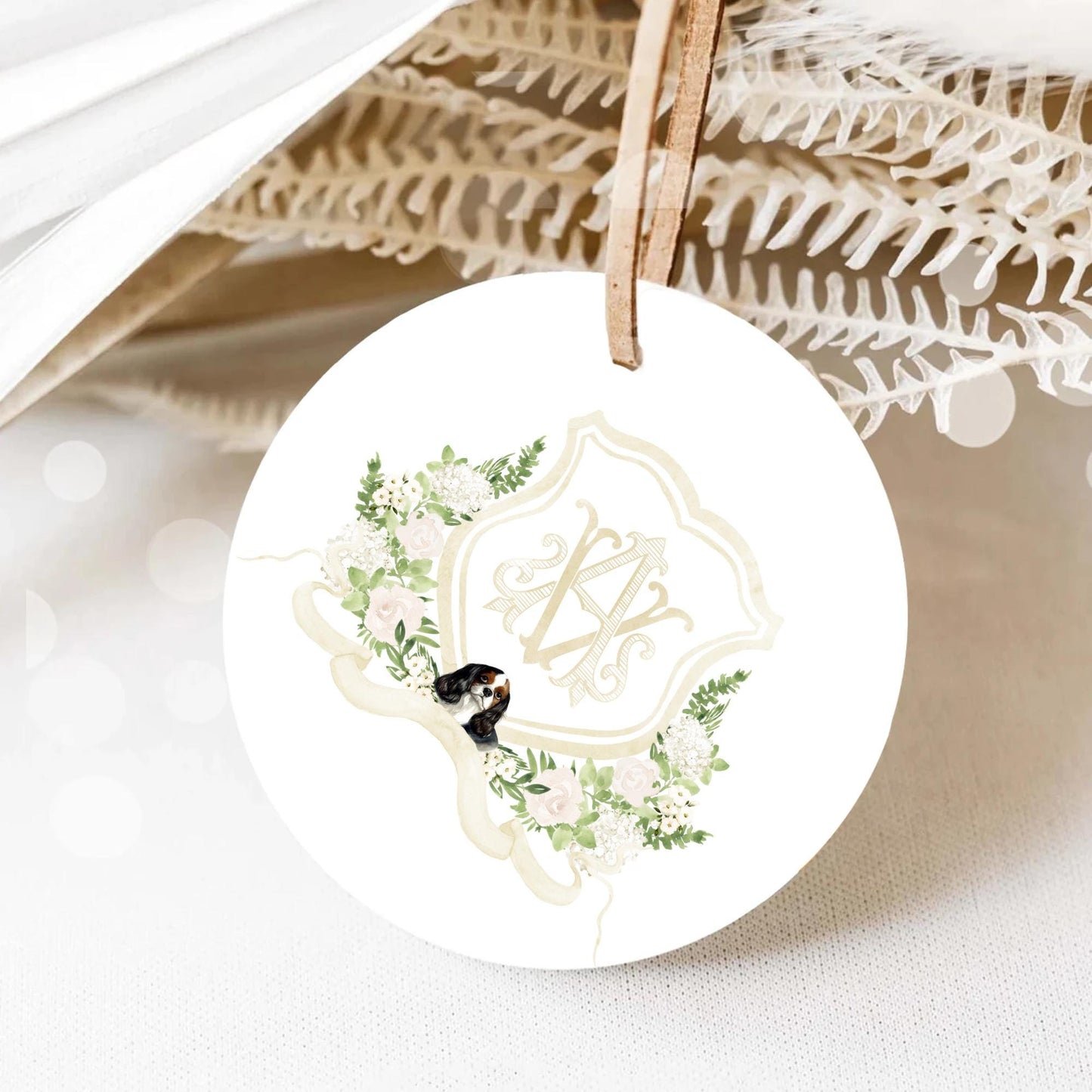Hydrangea White Rose Greenery Flower Wedding Crest - Monogram Crest - Hydrangea White Floral Watercolor Wedding Crest Romantic Wedding Crest