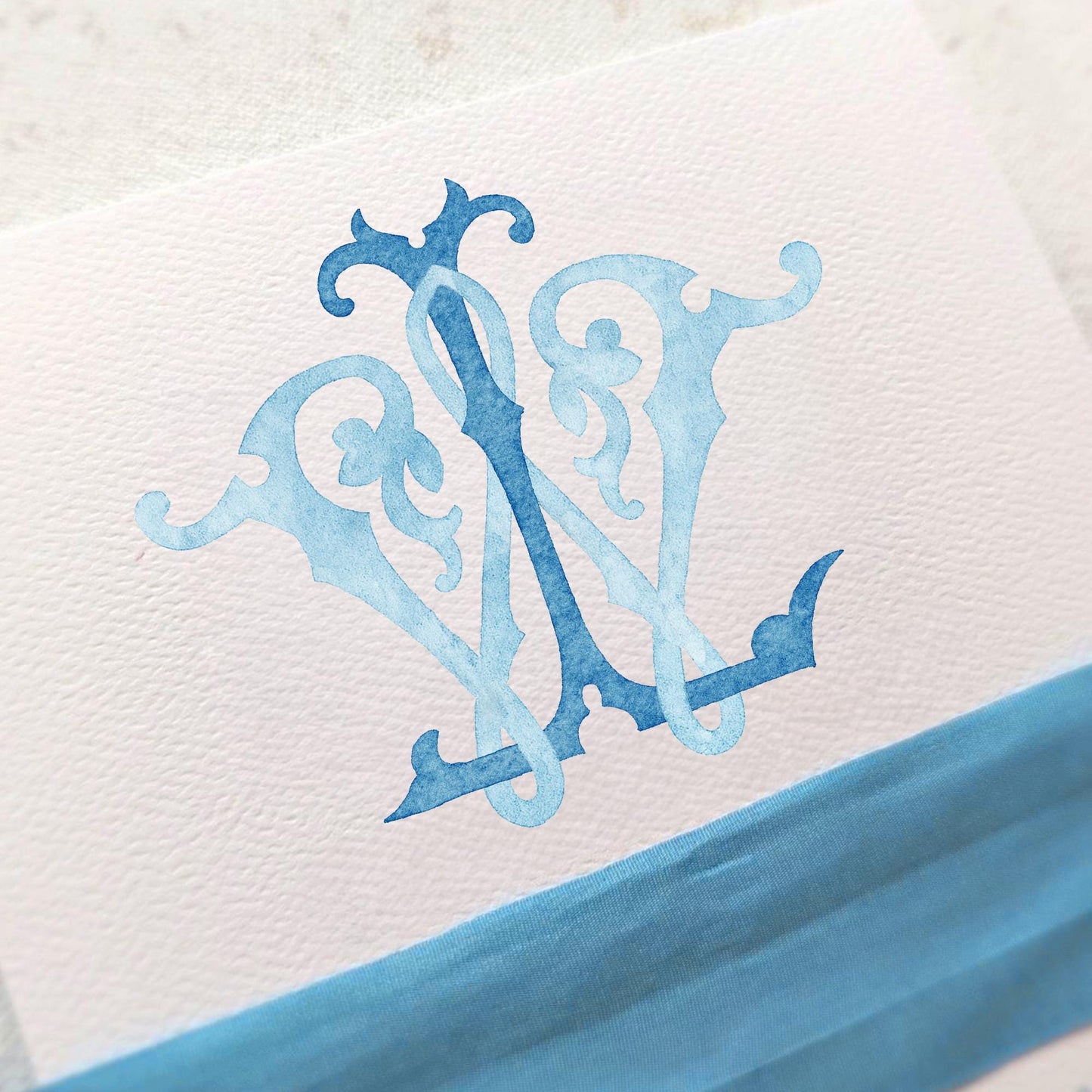 Watercolor Wedding Monogram – LW Classic Design (Digital Download)