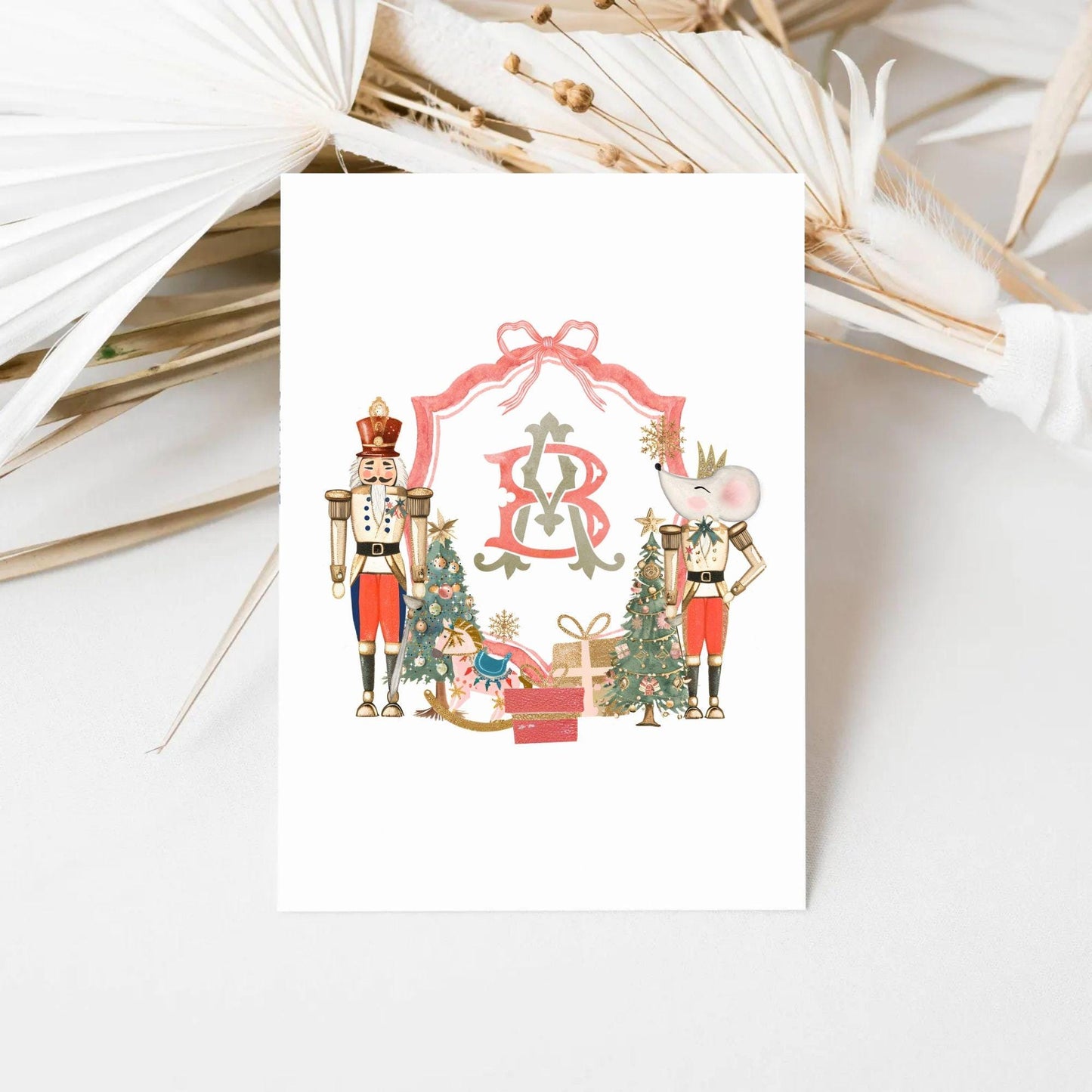 Nutcracker Christmas Crest - Monogram Crest - Christmas Watercolor Crest DIY - Luxury Watercolor Wedding Crest - Nutcracker Red Christmas