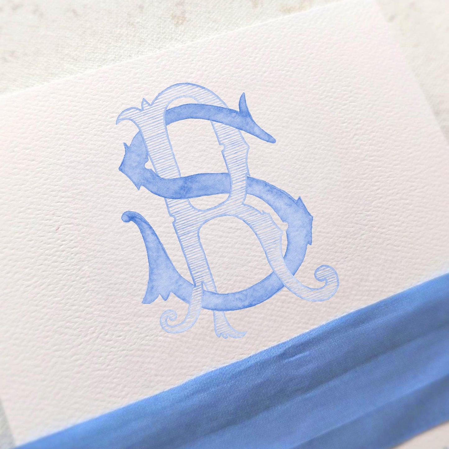 Watercolor Wedding Monogram – SR Initials, Classic Design (Digital Download)