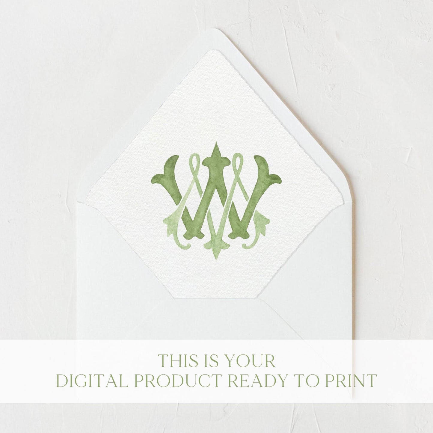 Watercolor Wedding Monogram – WM/MW Classic Design (Digital Download)
