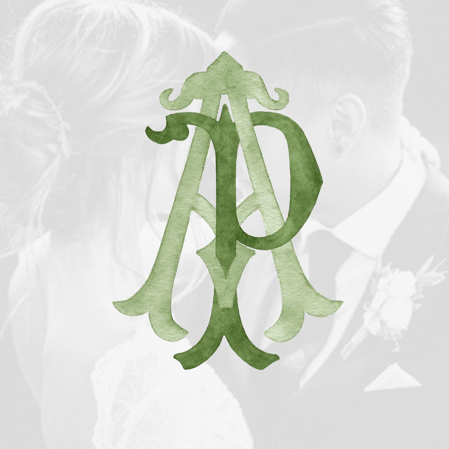 Custom Monogram Initial Letters, Monogram for Crest Design, Wedding Monogram, Wedding Logo, Custom Watercolor Wedding Crest