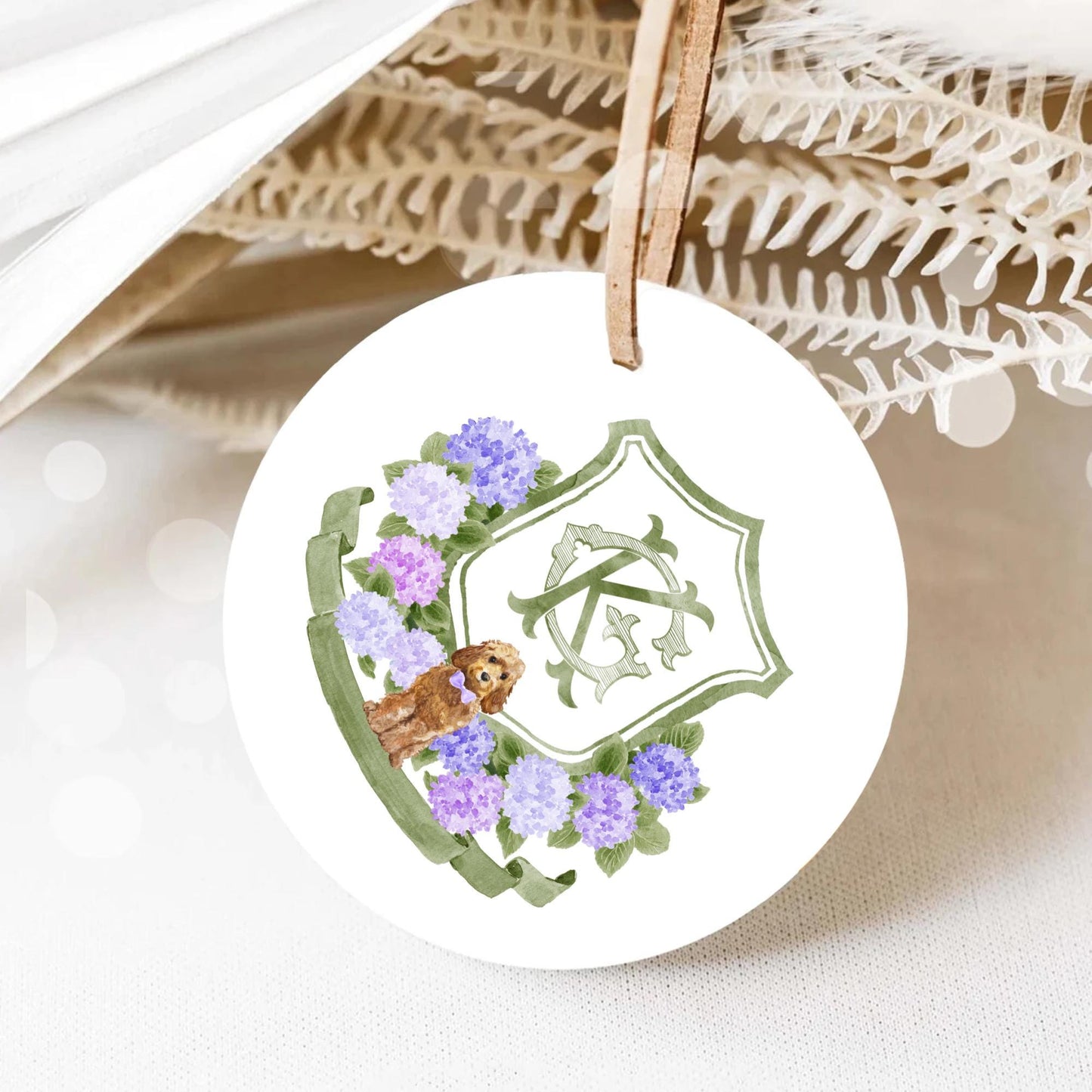 Blue, Pink & Purple Hydrangea Flower Wedding Crest - Monogram Crest - Hydrangea Floral Watercolor Wedding Crest - Romantic Wedding Crest