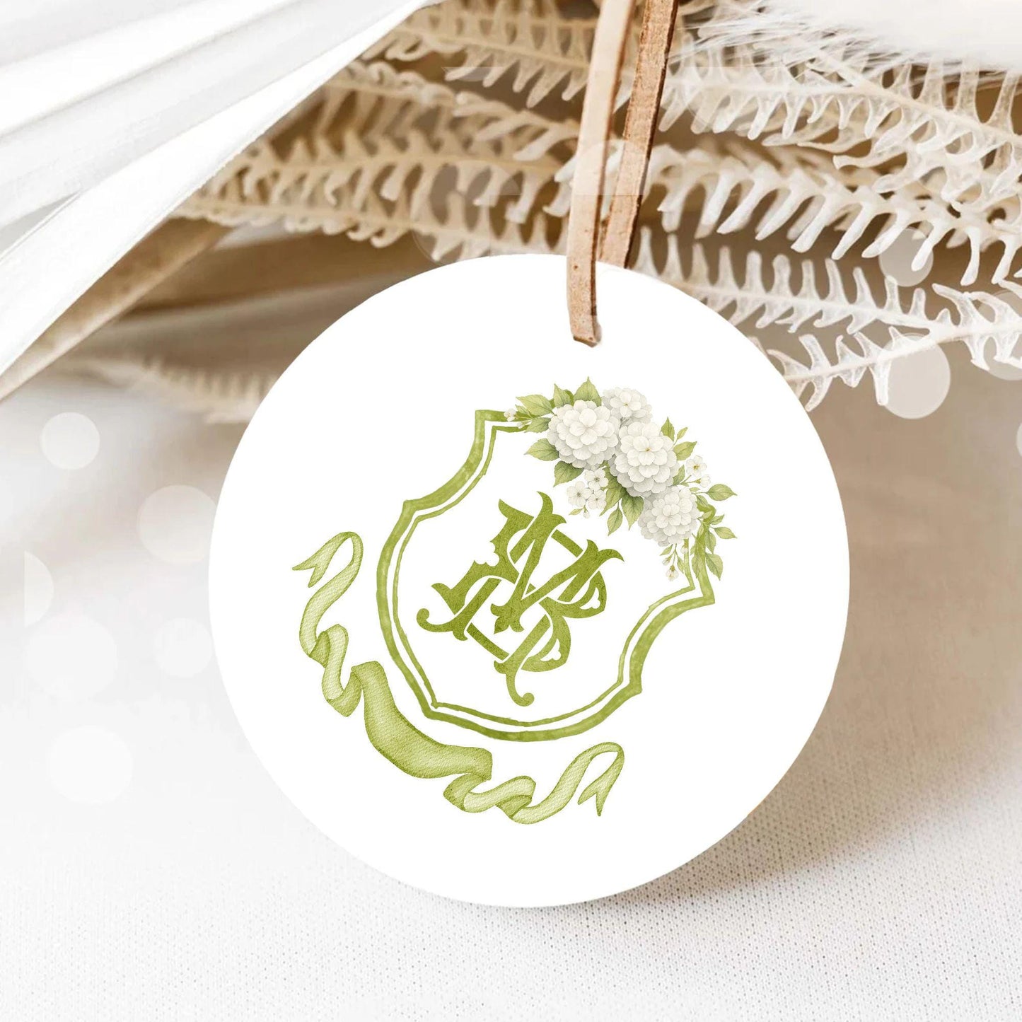 White Hydrangea Flower Wedding Crest - Monogram Crest - Hydrangea Floral Watercolor Wedding Crest - Romantic Wedding Crest - Boho Hydrangea