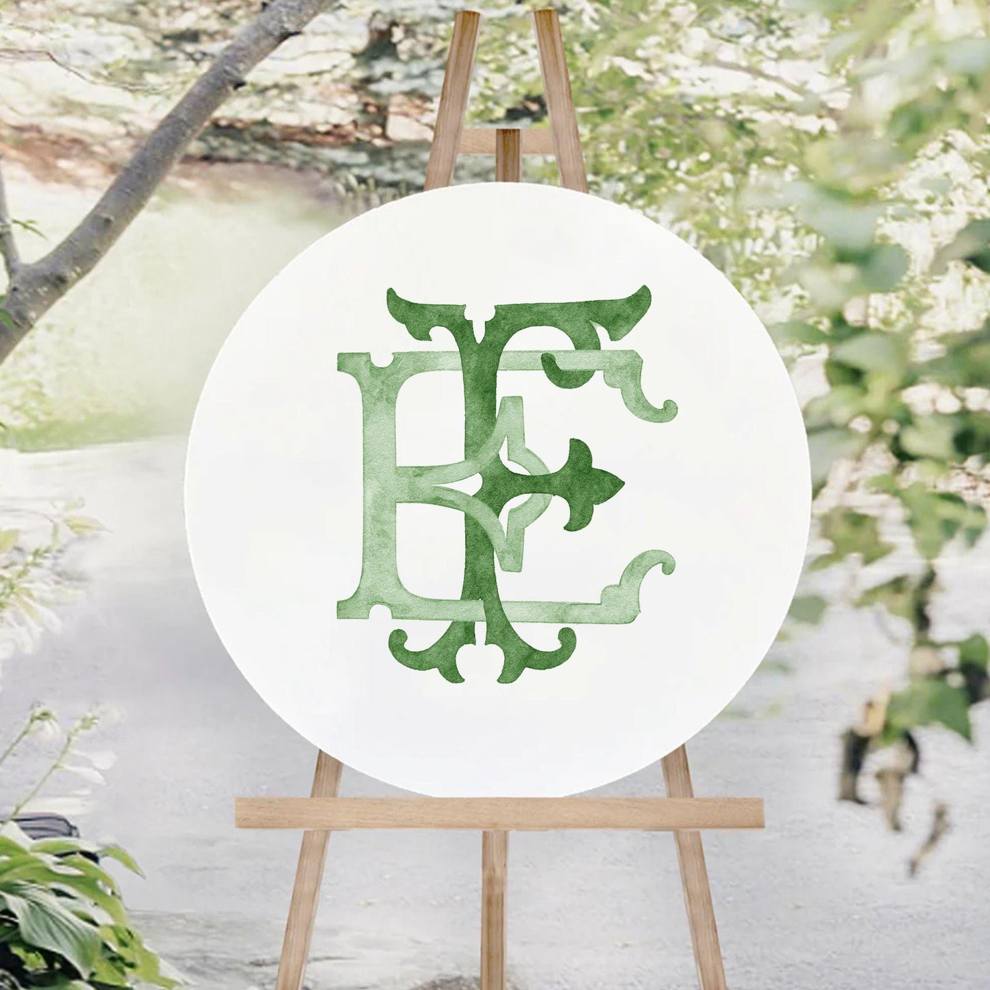 Watercolor Wedding Monogram EF – Classic Initial Design (Digital Download)