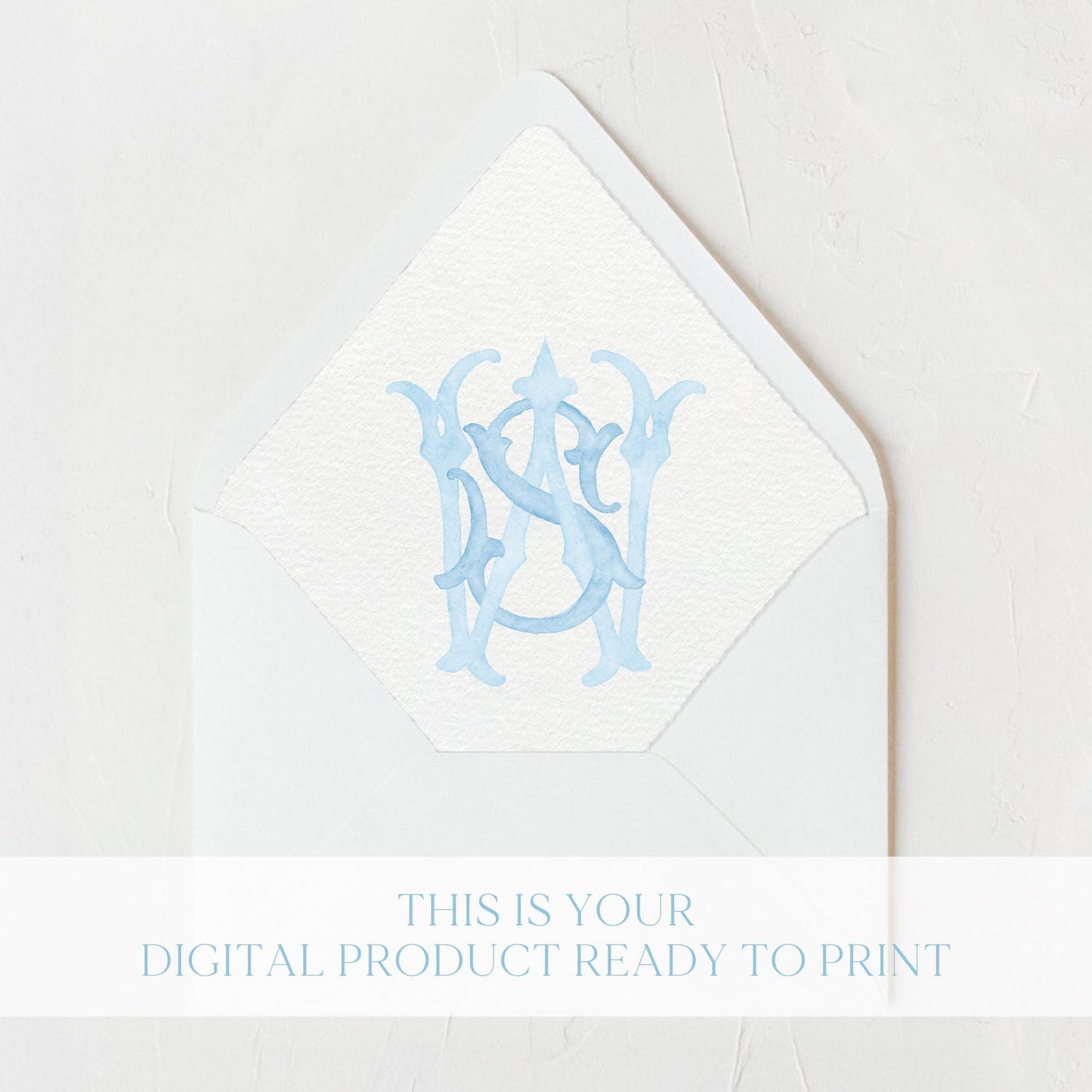 Watercolor Wedding Monogram – WS/SW Classic Design (Digital Download)