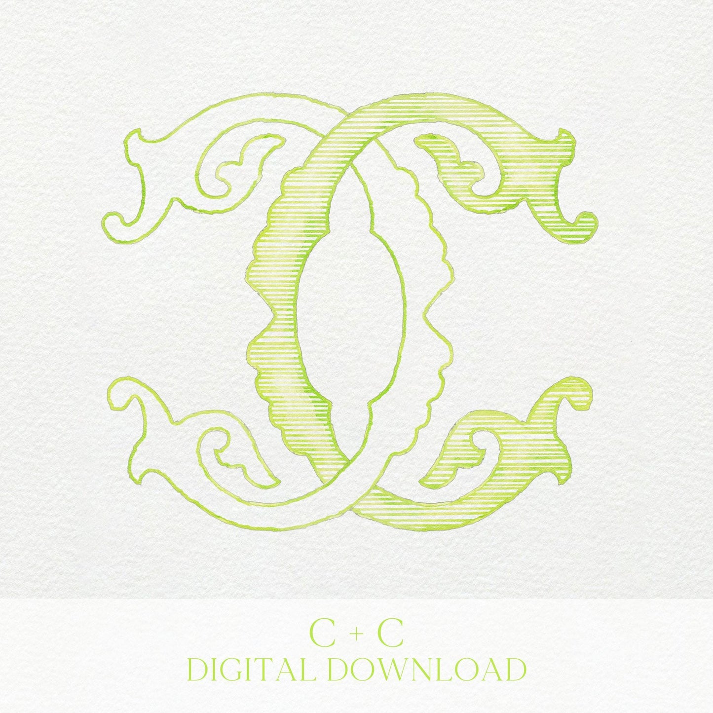 Watercolor Wedding Monogram CC Classic Monogram - Digital Download - 2 Letter Monogrammed - Custom Watercolor Wedding Crest