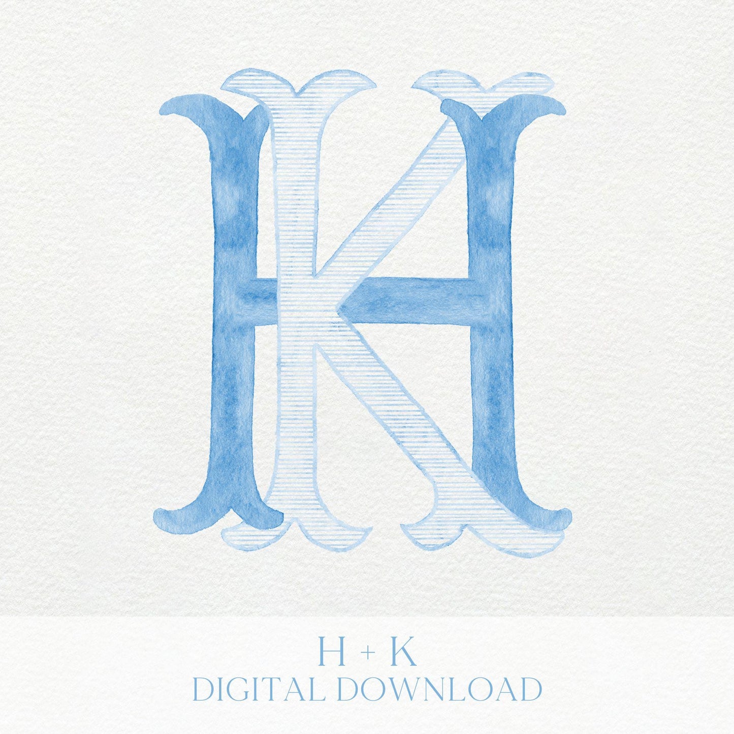 Watercolor Wedding Monogram HK - Classic Initials (Digital Download)