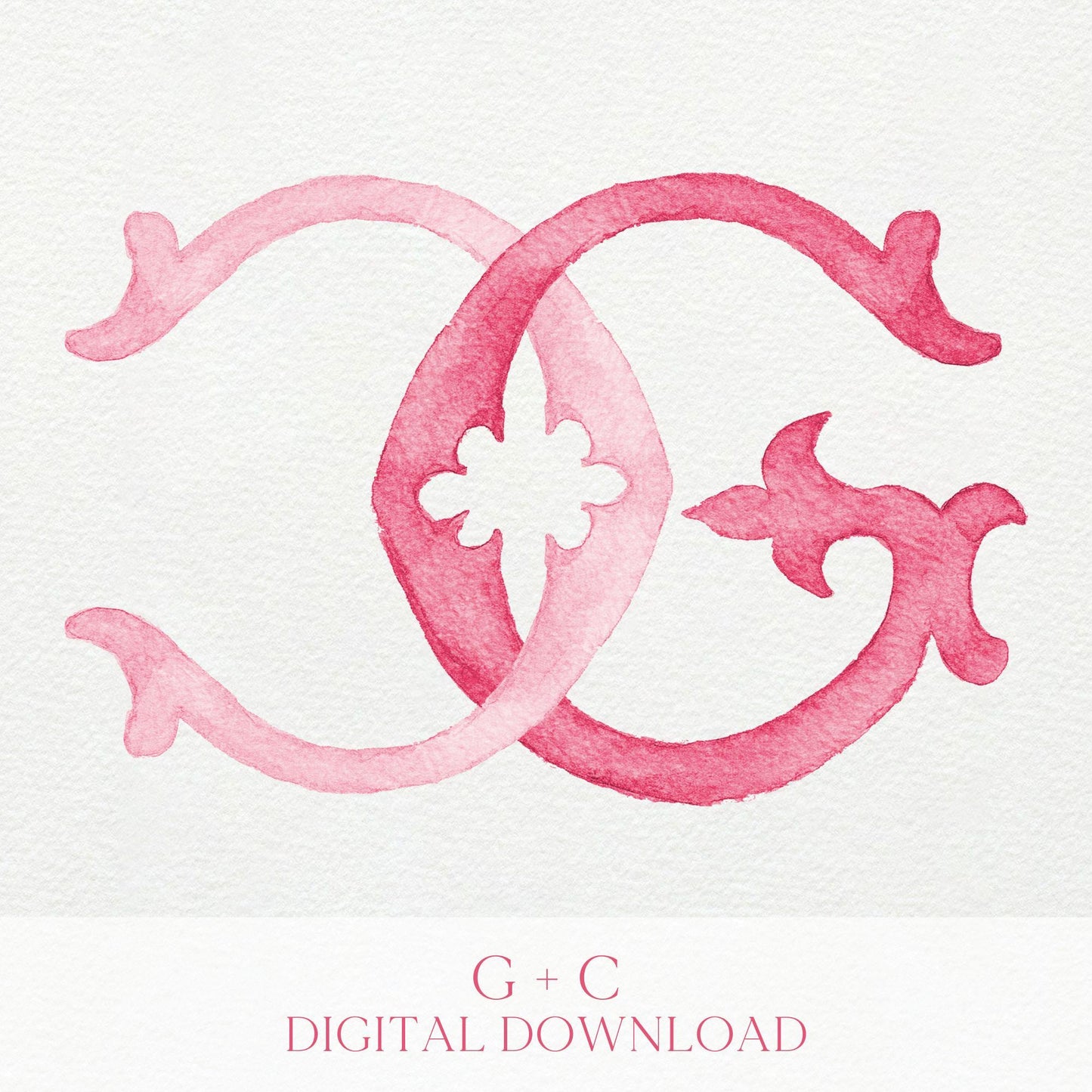 Watercolor Wedding Monogram – GC/CG Initial Crest (Digital Download)