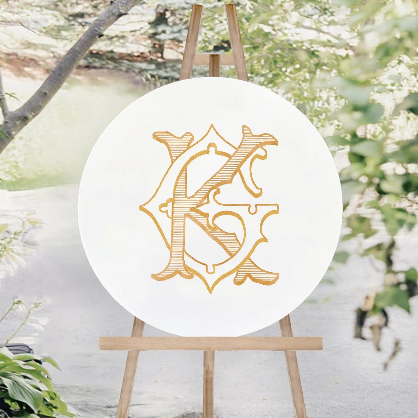 Watercolor Wedding Monogram KG – Classic Initial Crest (Digital Download)