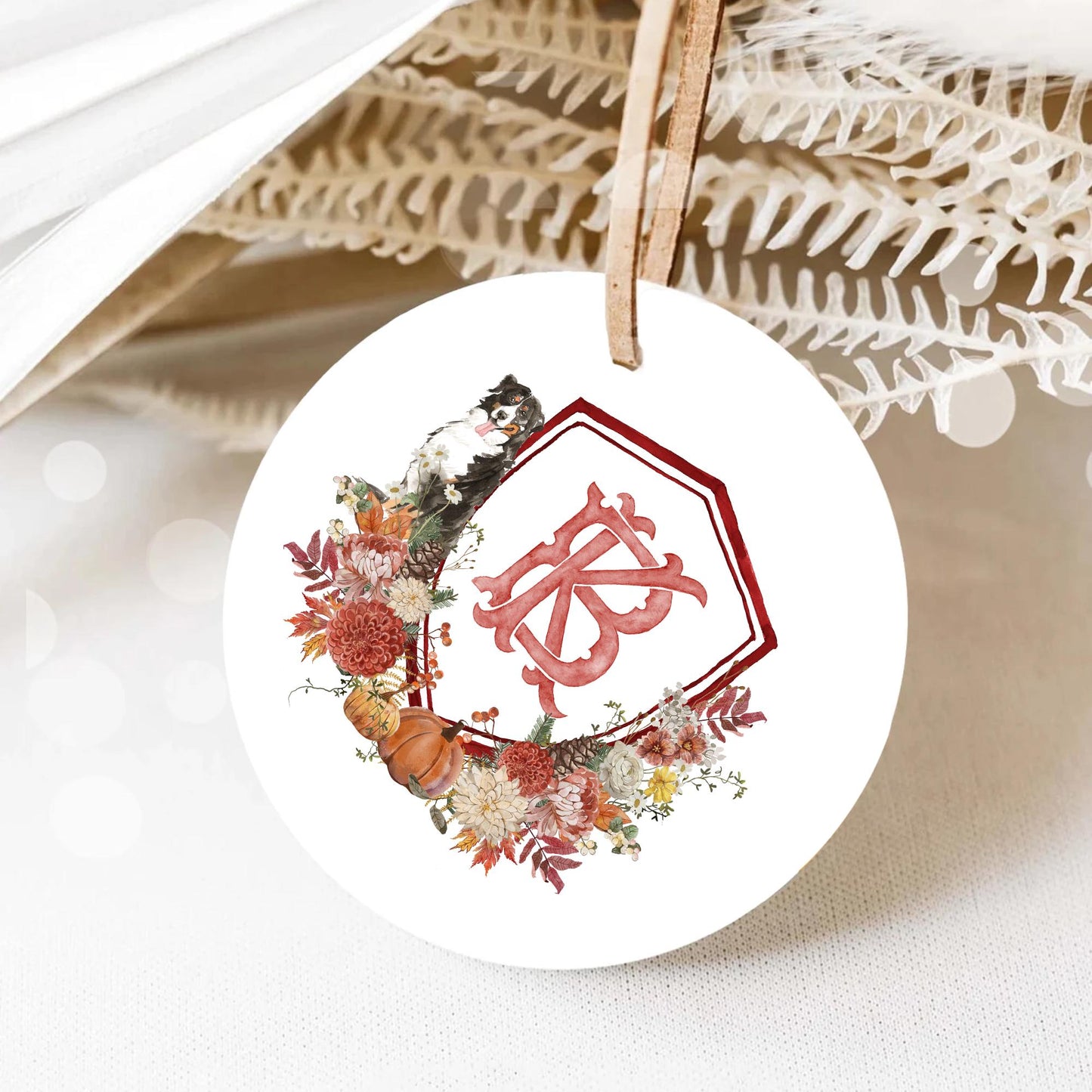 Autumn Watercolor Flower Leaf Wedding Crest - Monogram Crest - Rustic Fall Floral Luxury Watercolor Wedding Crest - Pumpkins Wedding Crest