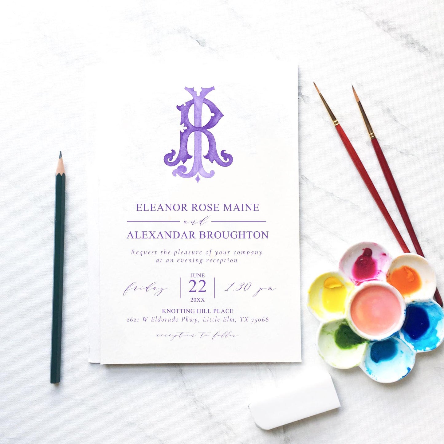 Watercolor Wedding Monogram – JR Classic Design (Digital Download)