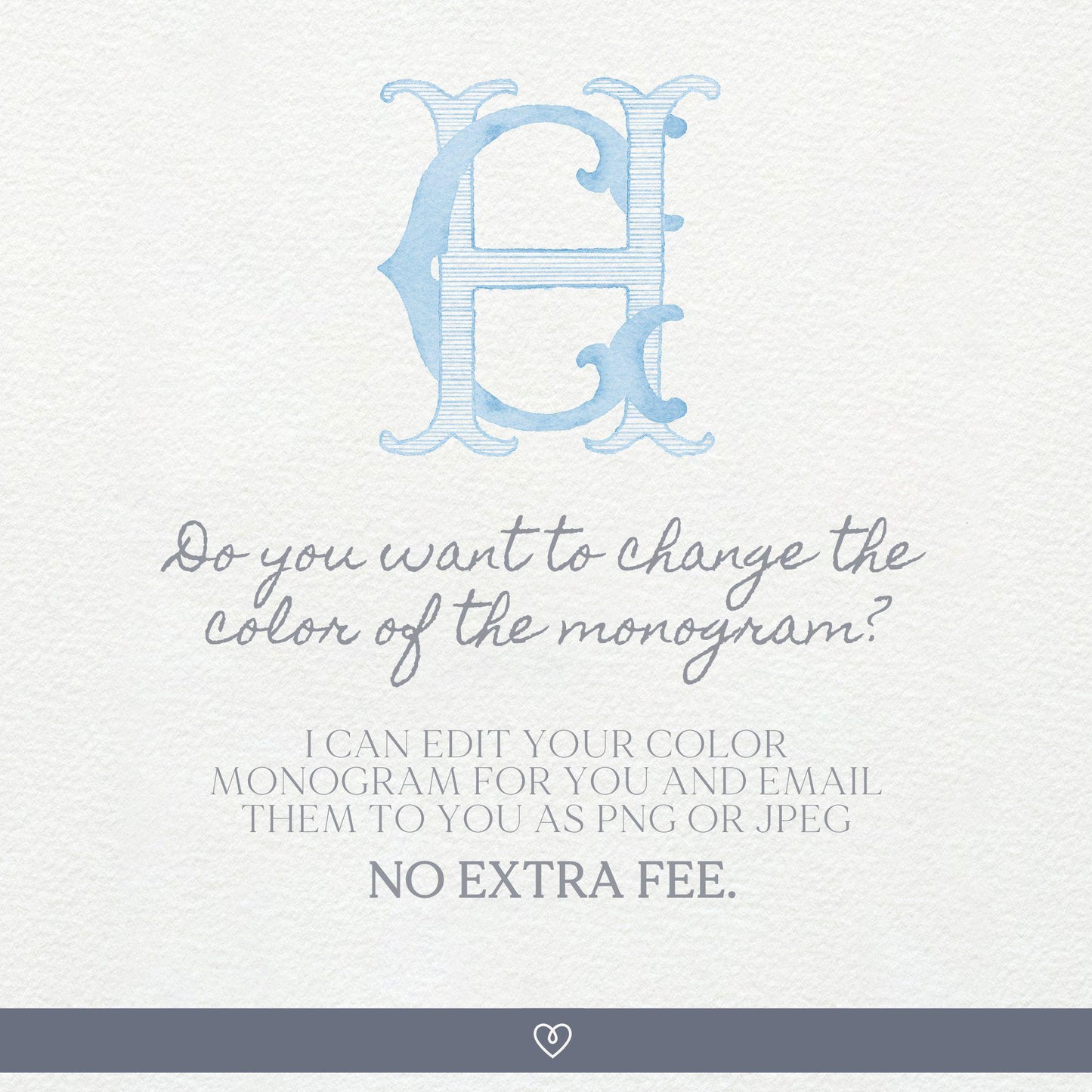 Watercolor Wedding Monogram CH/HC - Classic Interlocking Design (Digital Download)