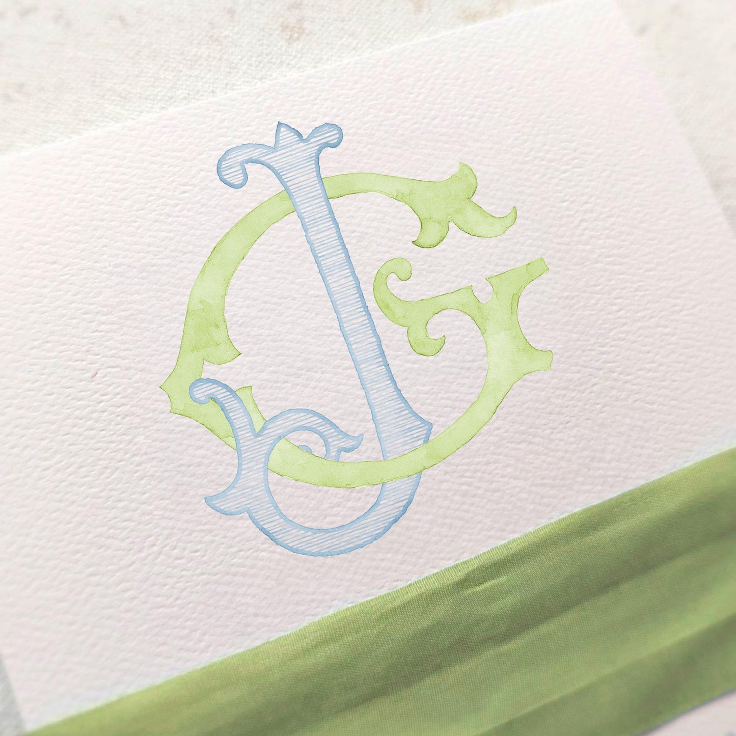 Watercolor Wedding Monogram – JG Initial Crest (Digital Download)