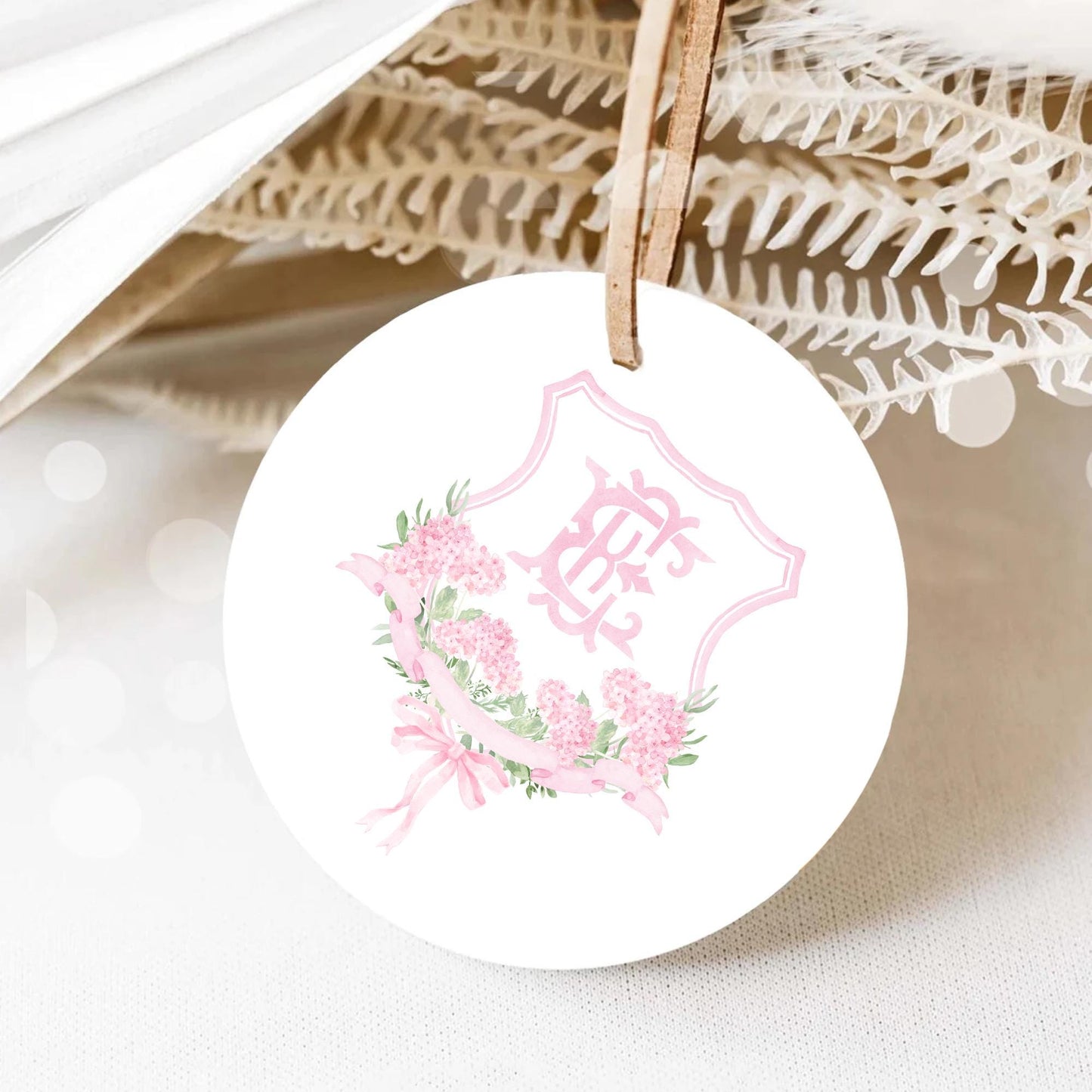 Pink Hydrangea Flower Wedding Crest - Monogram Crest - Hydrangea Light Pink Floral Luxury Watercolor Wedding Crest - Romantic Wedding Crest
