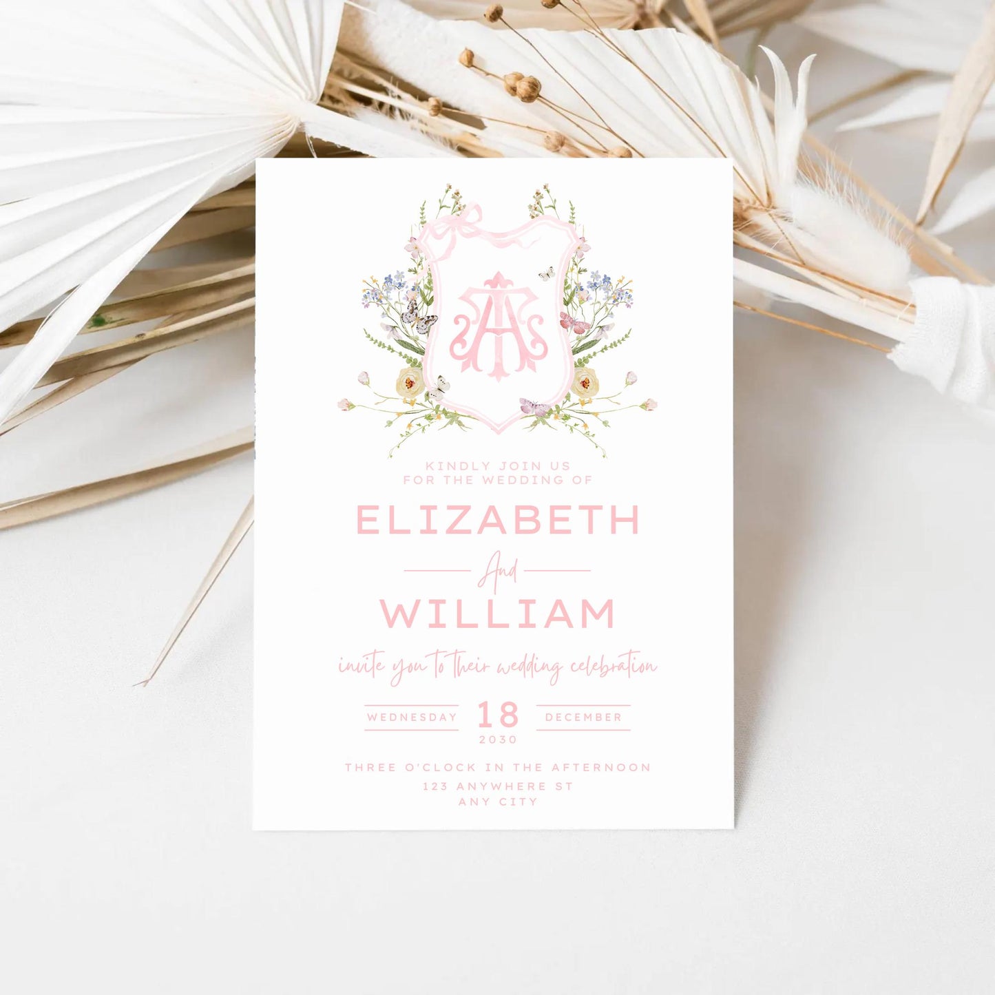 Isabella WildFlower Wedding Crest - Monogram Crest - WildFlower Floral Luxury Watercolor Wedding Crest - Romantic Wedding Crest - WildFlower
