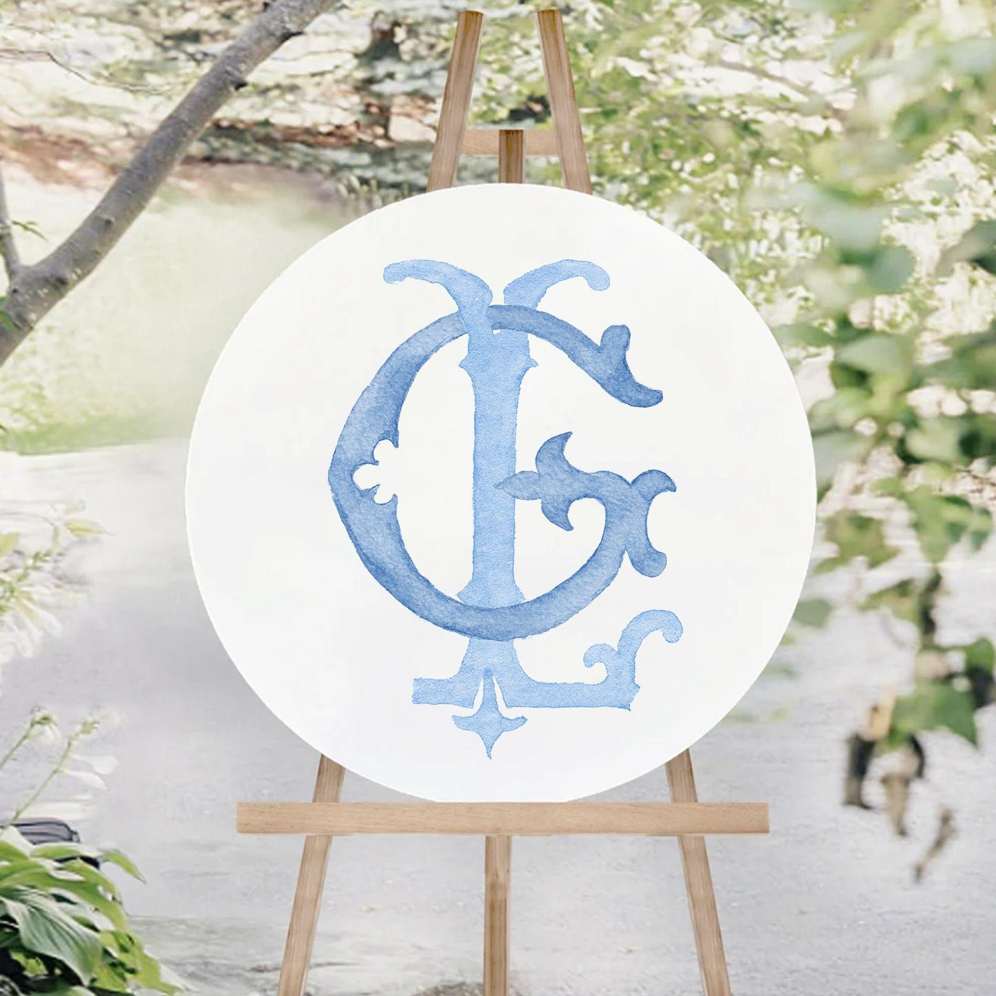 Watercolor GL Wedding Monogram – Classic Letter Design (Digital Download)