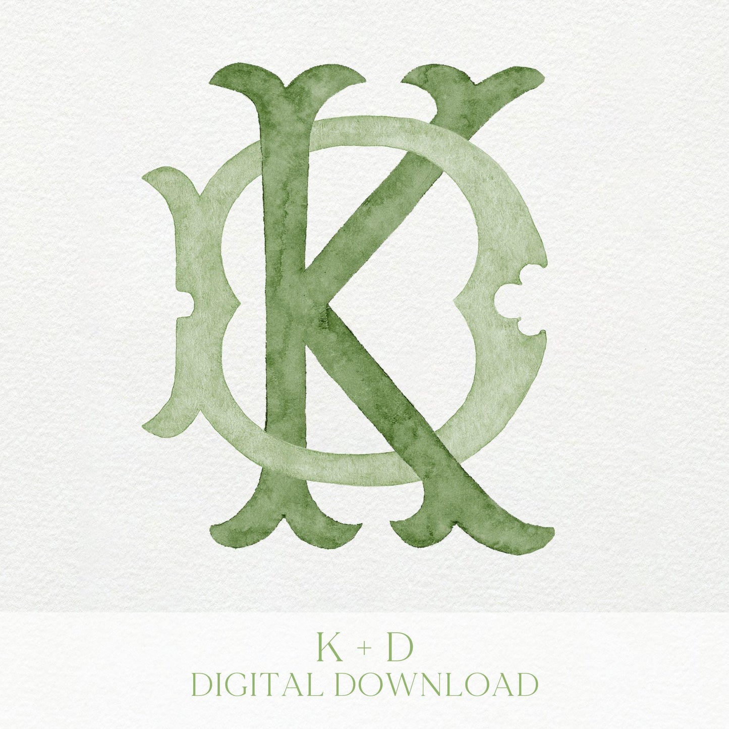 Watercolor Wedding Monogram KD - Classic 2 Letter Design (Digital Download)
