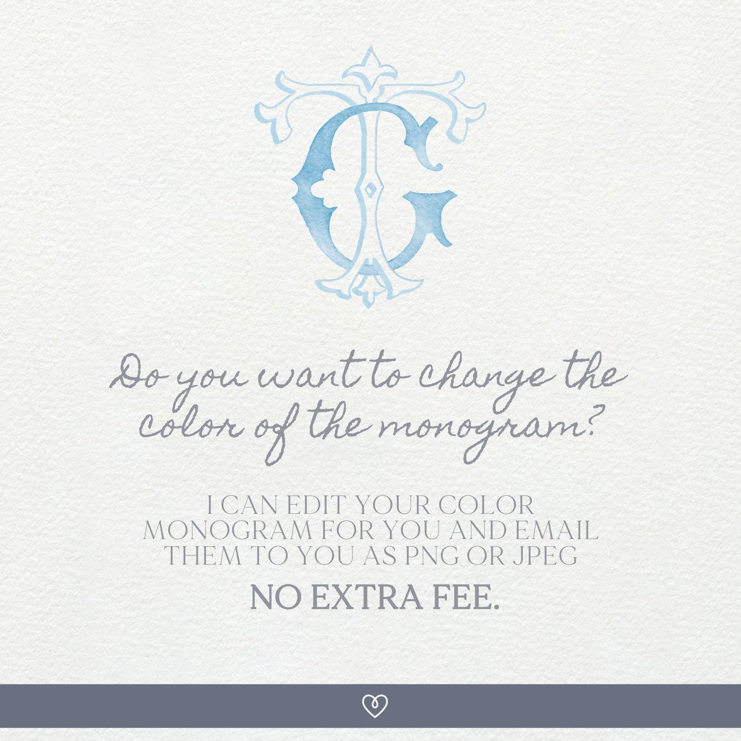 Watercolor Wedding Monogram TG/GT - Classic Initial Crest (Digital Download)