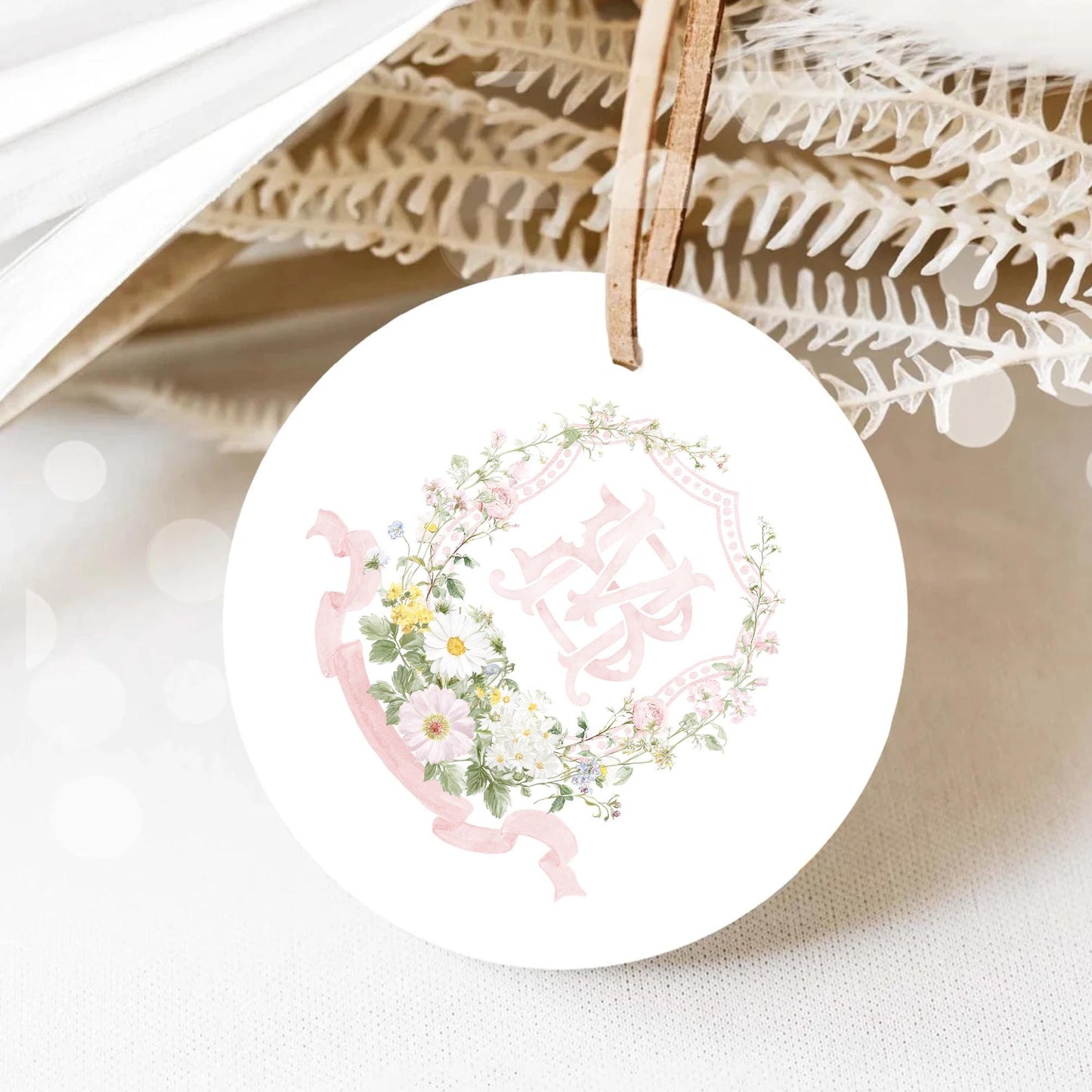 Pastel Wildflowers Light Pink Watercolor Wedding Crest - Monogram Crest - Floral Watercolor Wedding Crest - Romantic Wedding Crest