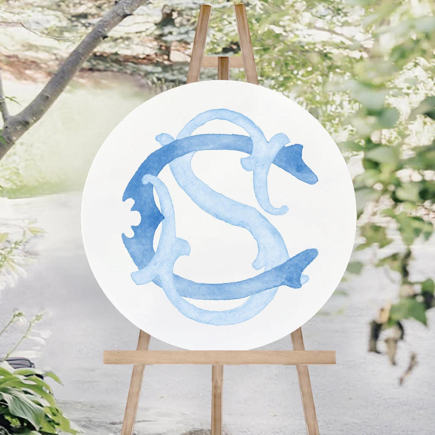 Watercolor Wedding Monogram CS - Classic Letter (Digital Download)