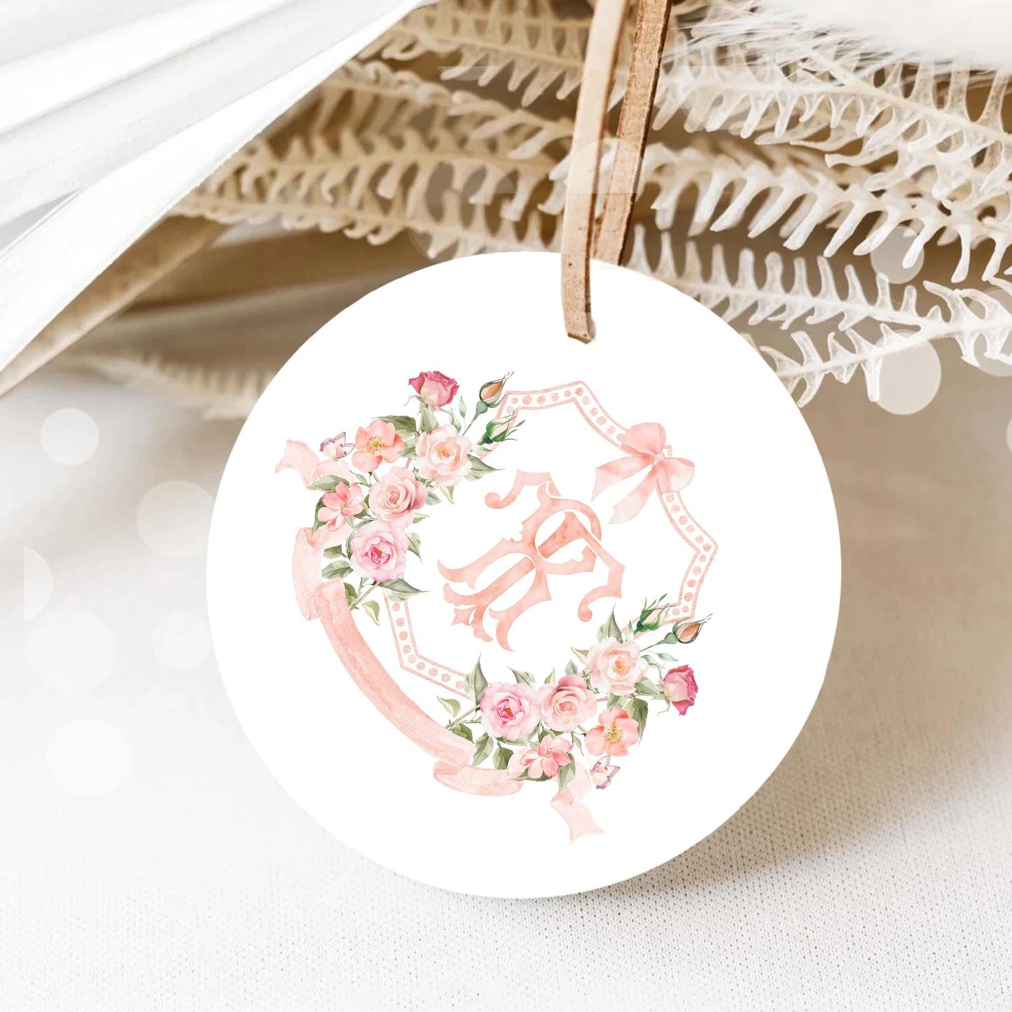 Romantic Blush Rose Peony Eucalyptus Watercolor Flower Wedding Crest - Monogram Crest - Soft Watercolor Flowers Watercolor Wedding Crest
