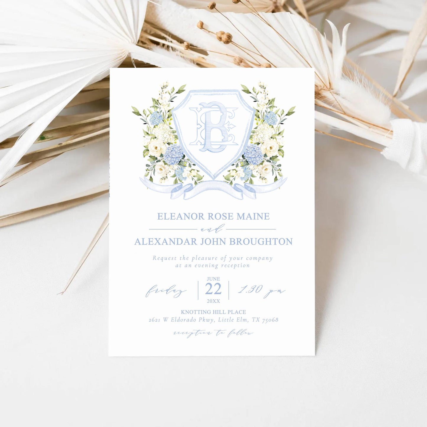Hydrangea Flower Wedding Crest - Monogram Crest - Hydrangea Floral Luxury Watercolor Wedding Crest - Romantic Wedding Crest- Boho Hydrangea