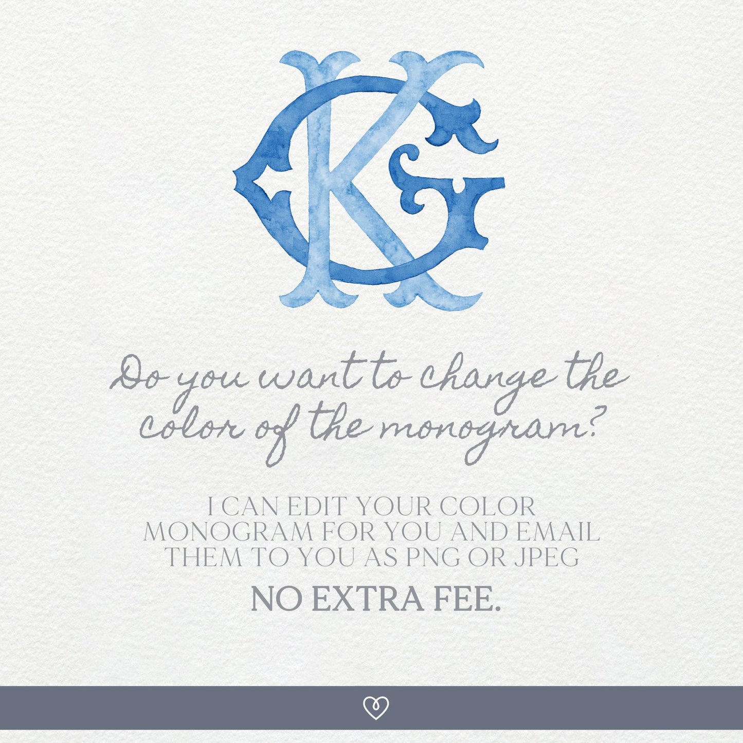 Watercolor Wedding Monogram GK - Classic Initial Crest (Digital Download)
