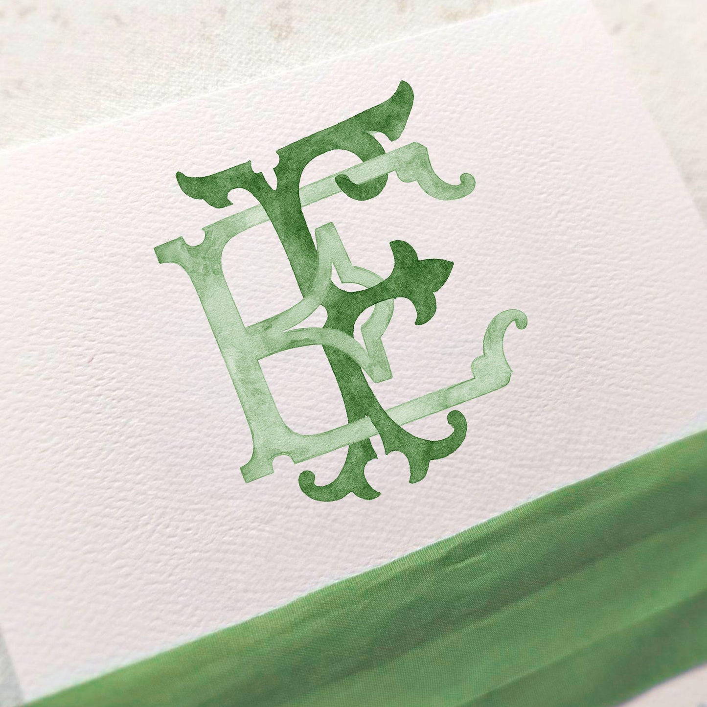 Watercolor Wedding Monogram EF – Classic Initial Design (Digital Download)