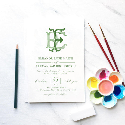 Watercolor Wedding Monogram EF – Classic Initial Design (Digital Download)