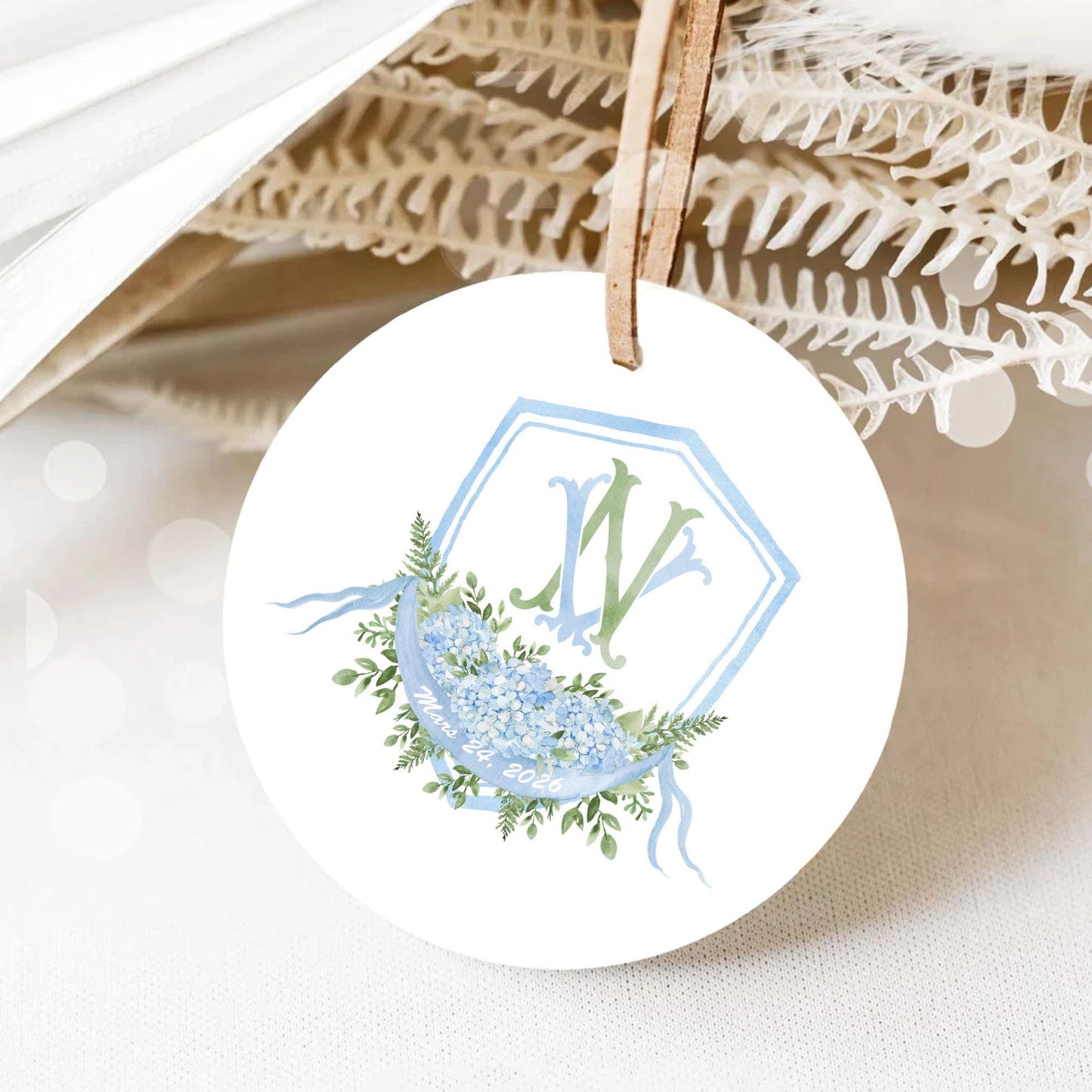 Hydrangea Flower Wedding Crest - Monogram Crest - Hydrangea Floral Blue Watercolor Wedding Crest - Romantic Wedding Crest - Boho Hydrangea
