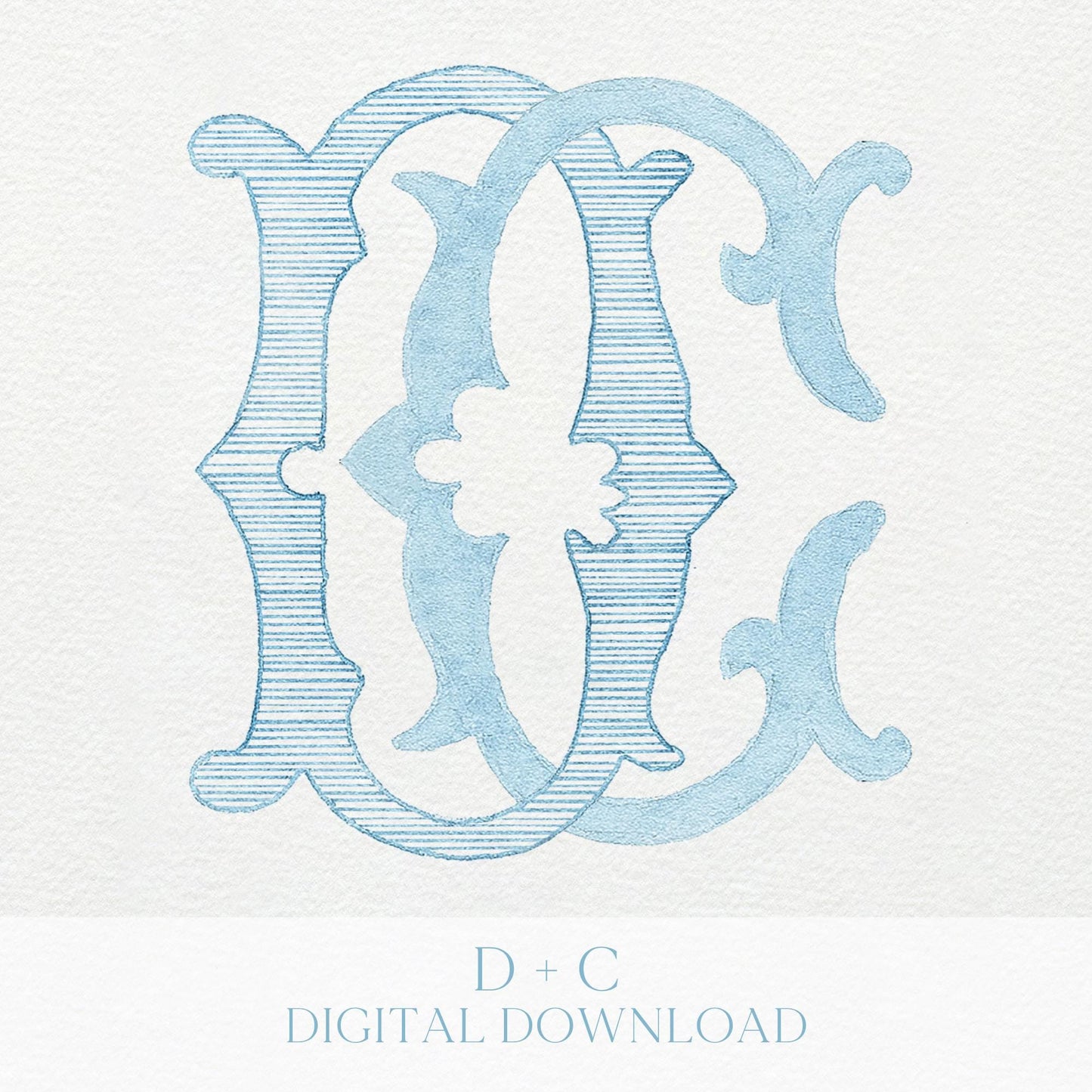 Watercolor Wedding Monogram – DC Interlocking Design (Digital Download)