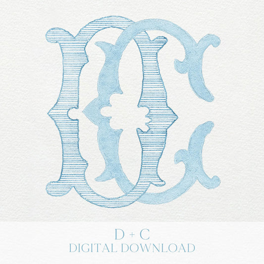 Watercolor Wedding Monogram – DC Interlocking Design (Digital Download)