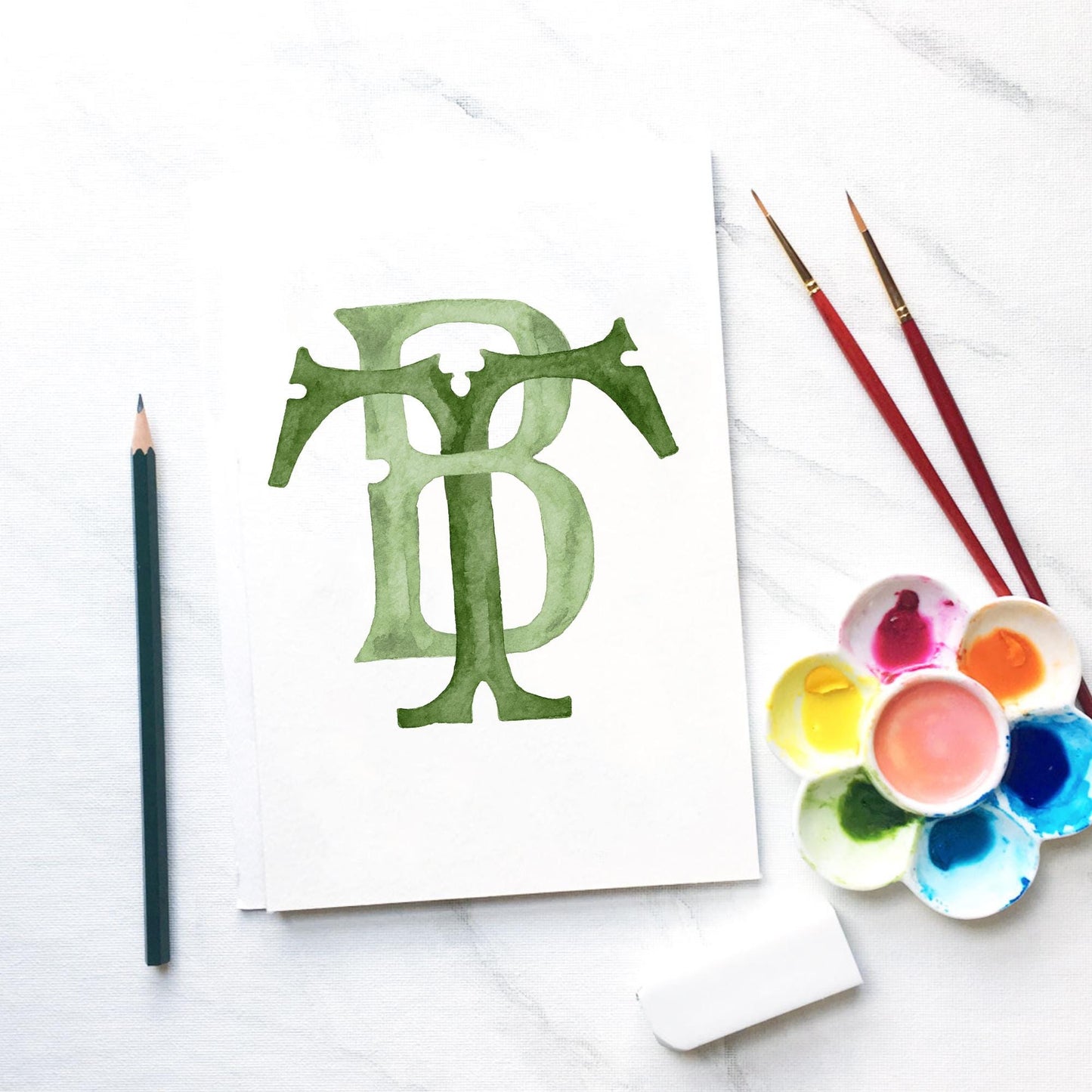 Custom Monogram Initial Letters, Monogram for Crest Design, Wedding Monogram, Wedding Logo, Custom Watercolor Wedding Crest