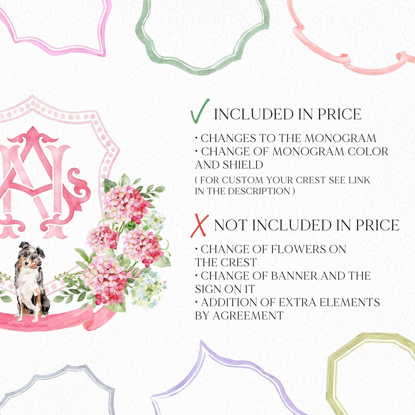 Watercolor Light Pink Hydrangea Wedding Crest – Pink Floral Monogram (Digital Download)