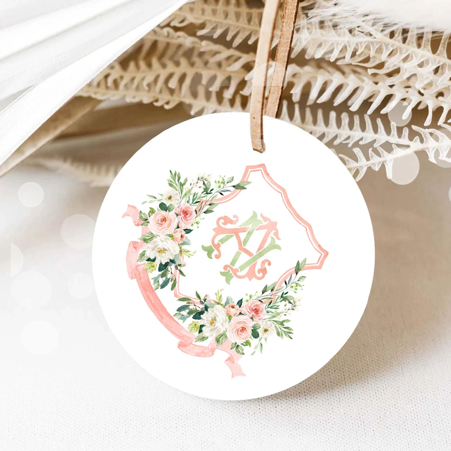 Blush Pink Floral Rustic Greenery Flower Wedding Crest - Monogram Crest - Floral Watercolor Wedding Crest - Romantic Wedding Crest