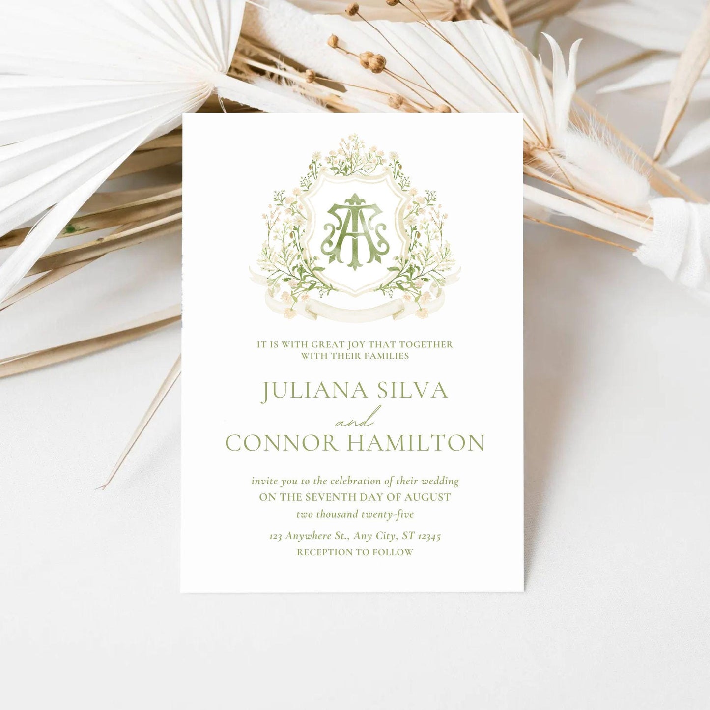 White WildFlower Wedding Crest - Monogram Crest - WildFlower Floral Luxury Watercolor Wedding Crest - Romantic Wedding Crest