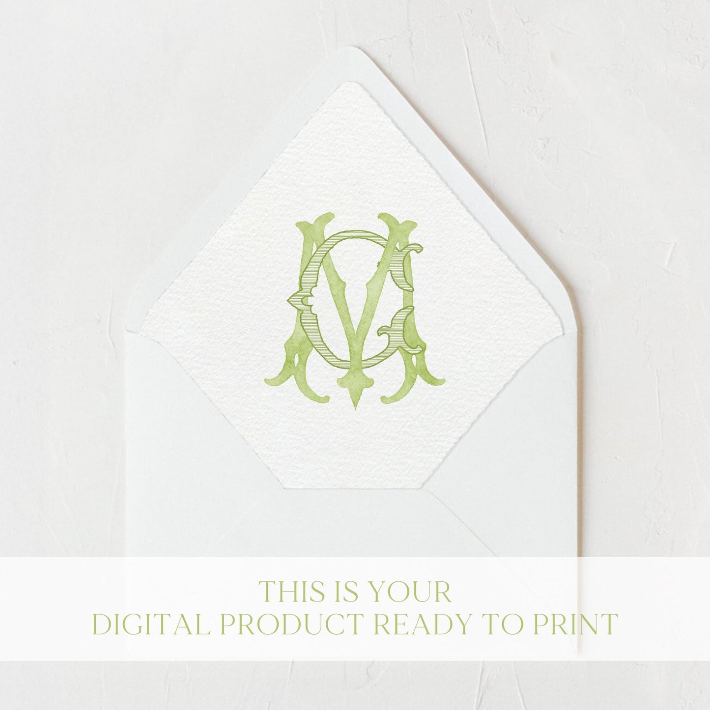 Watercolor Wedding Monogram – Classic CM Design (Digital Download)