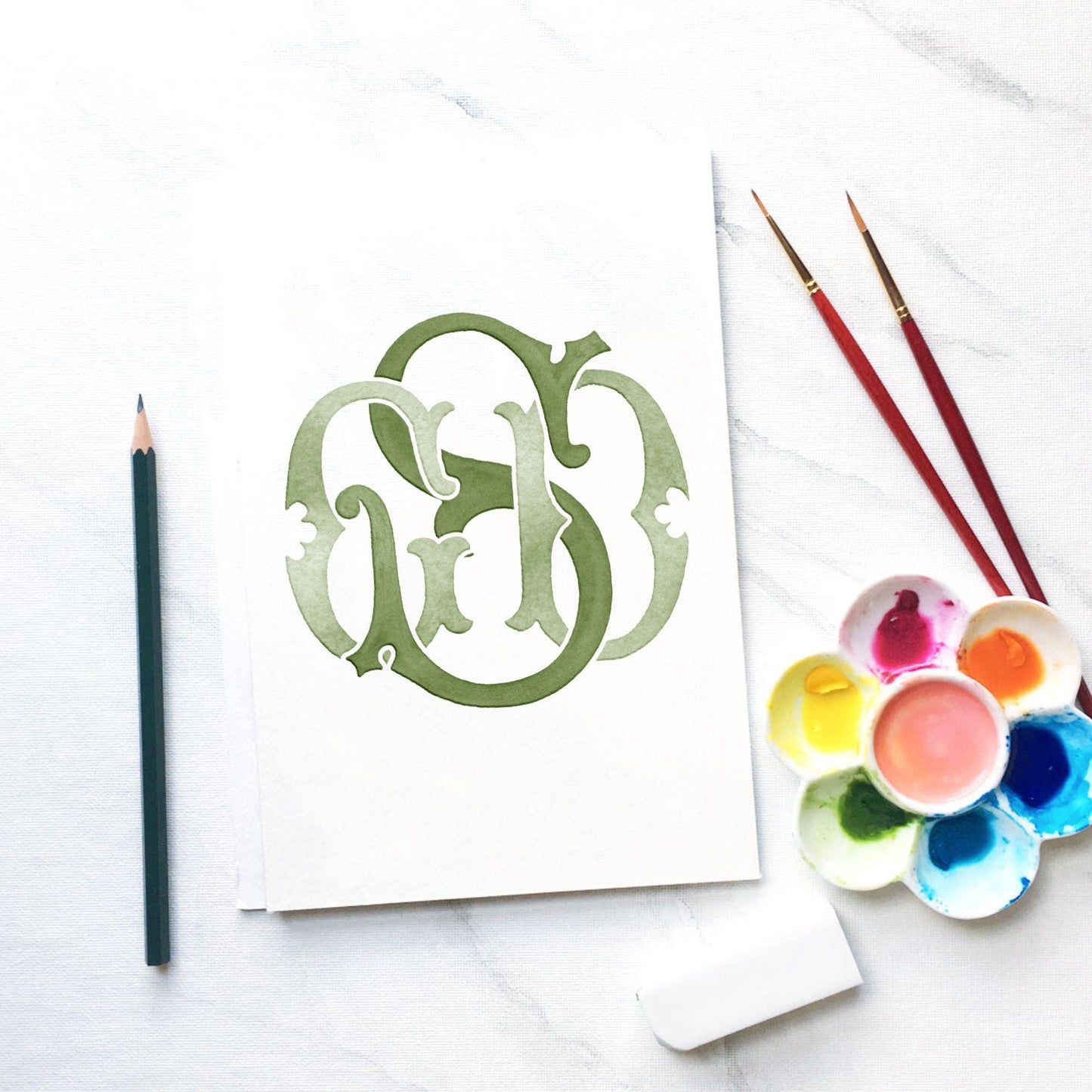 Custom Three Monogram Initial Letters, Three Monogram for Crest Design, Wedding Monogram, Wedding Logo, Custom Watercolor Wedding Crest