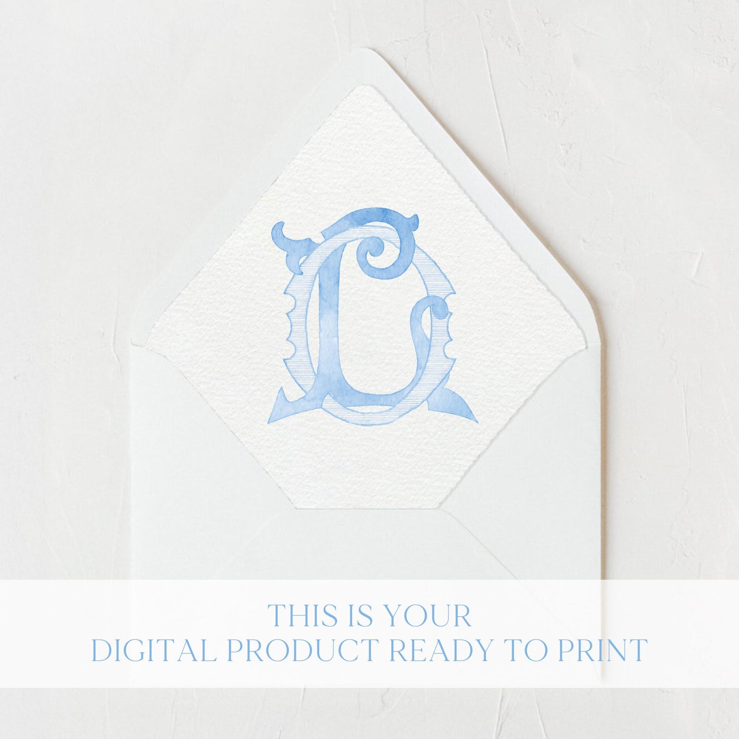 Watercolor Wedding Monogram LO - Classic Initial Design (Digital Download)