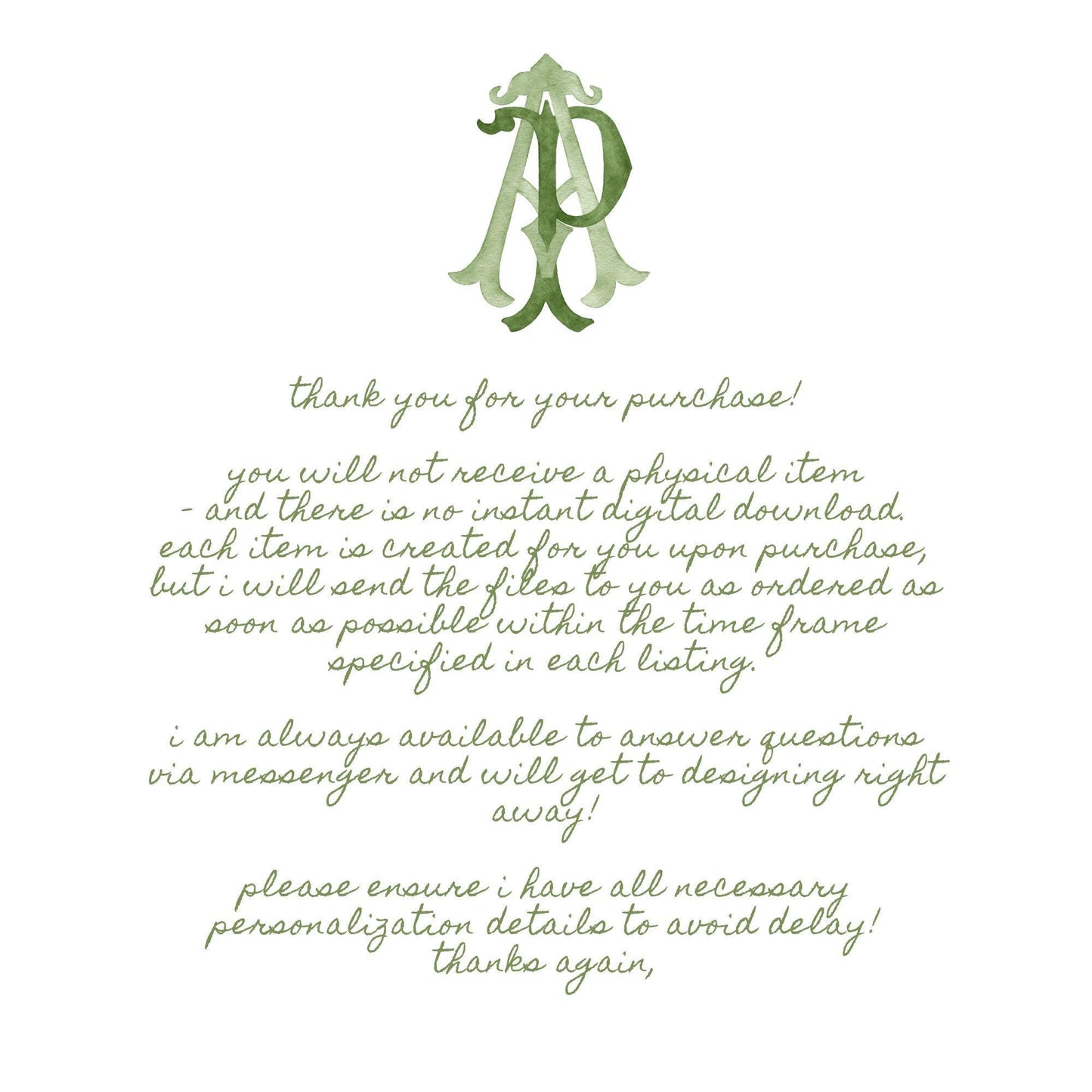 Custom Monogram Initial Letters, Monogram for Crest Design, Wedding Monogram, Wedding Logo, Custom Watercolor Wedding Crest