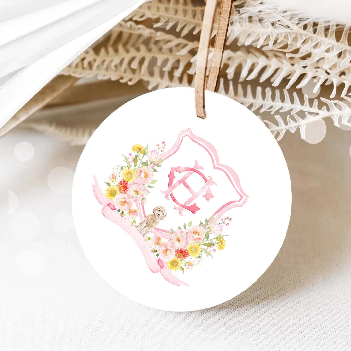 Coquette Flowers Blush Bright Colorful Watercolor Wedding Crest - Monogram Crest - Pastel Roses Floral Sunflower Watercolor Wedding Crest -
