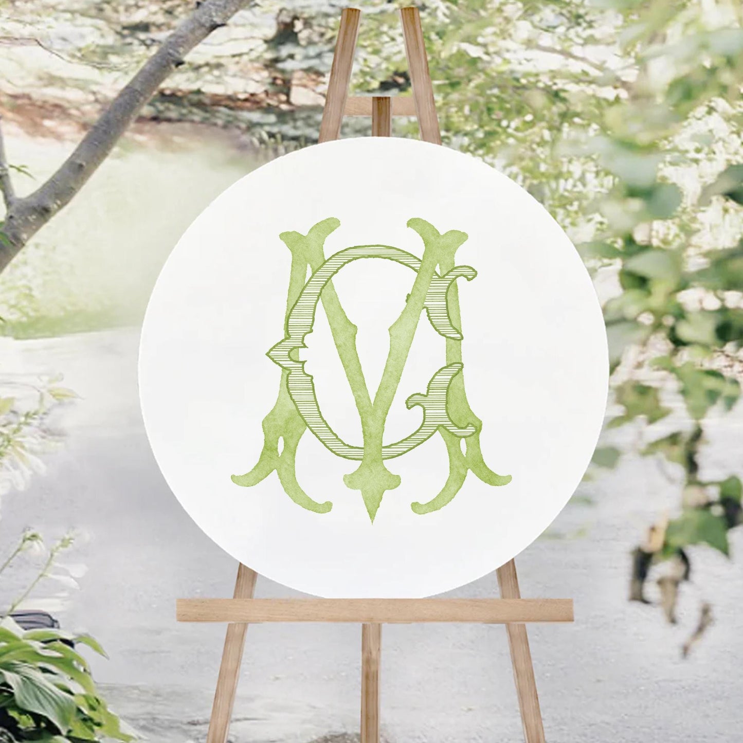 Watercolor Wedding Monogram – Classic CM Design (Digital Download)