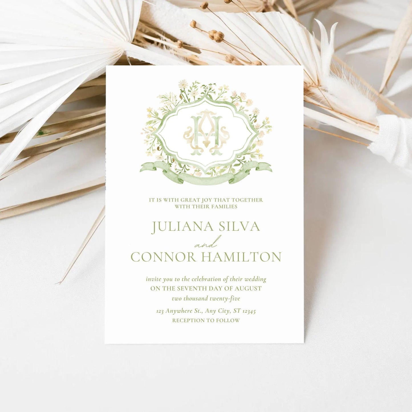 White WildFlower Wedding Crest - Monogram Crest - WildFlower Floral Luxury Watercolor Wedding Crest - Romantic Wedding Crest