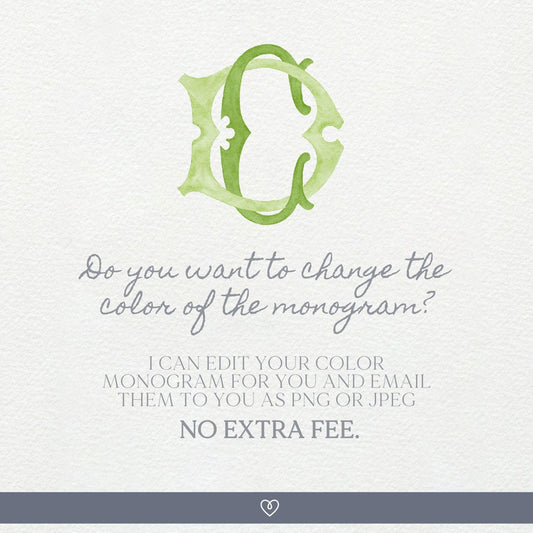 Watercolor Wedding Monogram – DC Classic Design (Digital Download)
