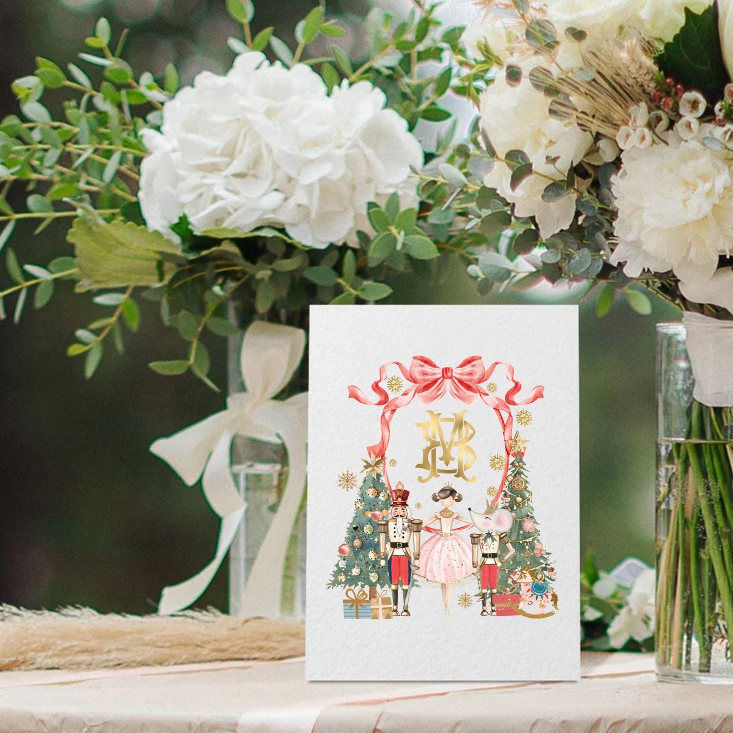 Nutcracker Christmas Crest - Monogram Crest - Christmas Watercolor Crest DIY - Luxury Watercolor Wedding Crest - Nutcracker Red Christmas