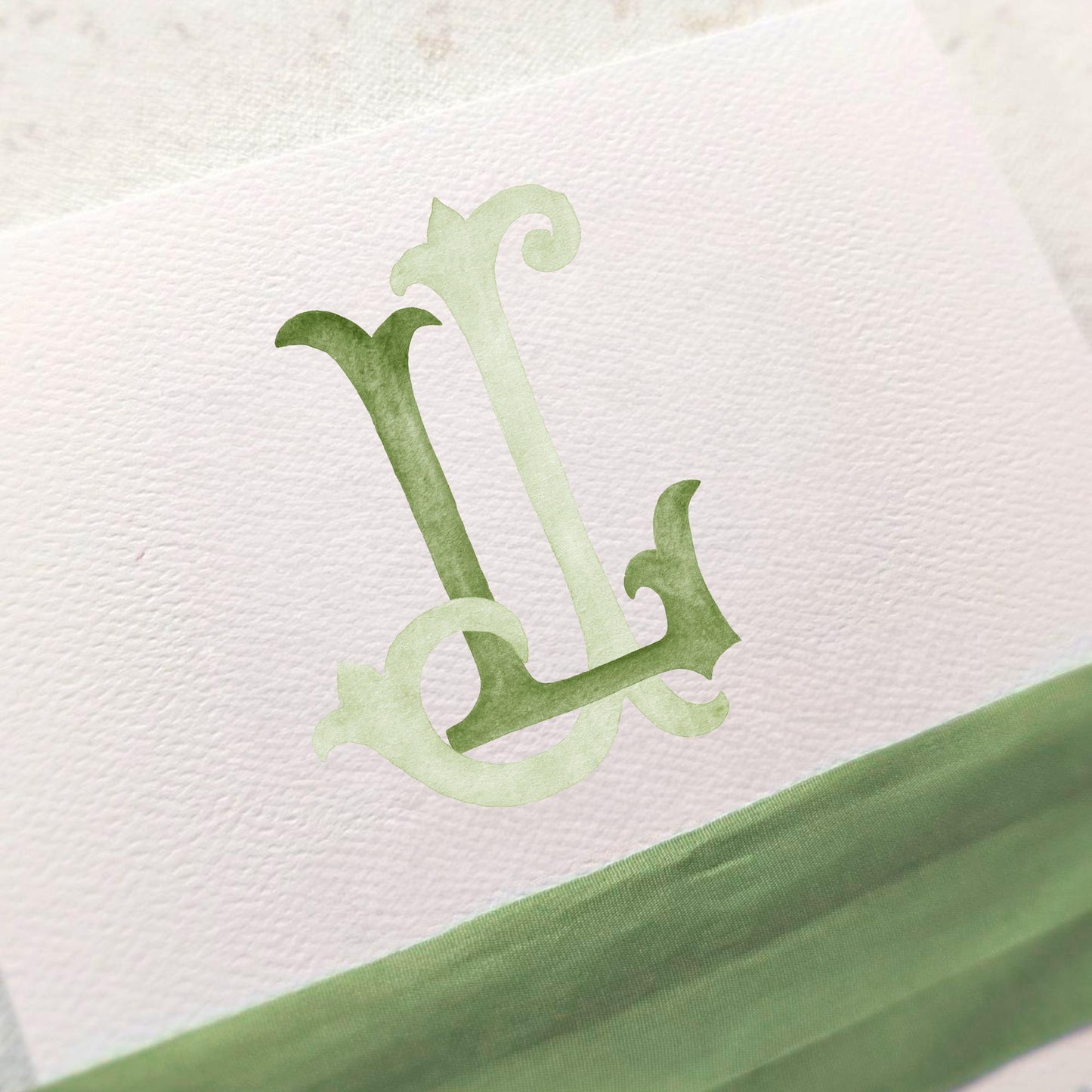 Watercolor Wedding Monogram JL – Classic Initial Crest (Digital Download)