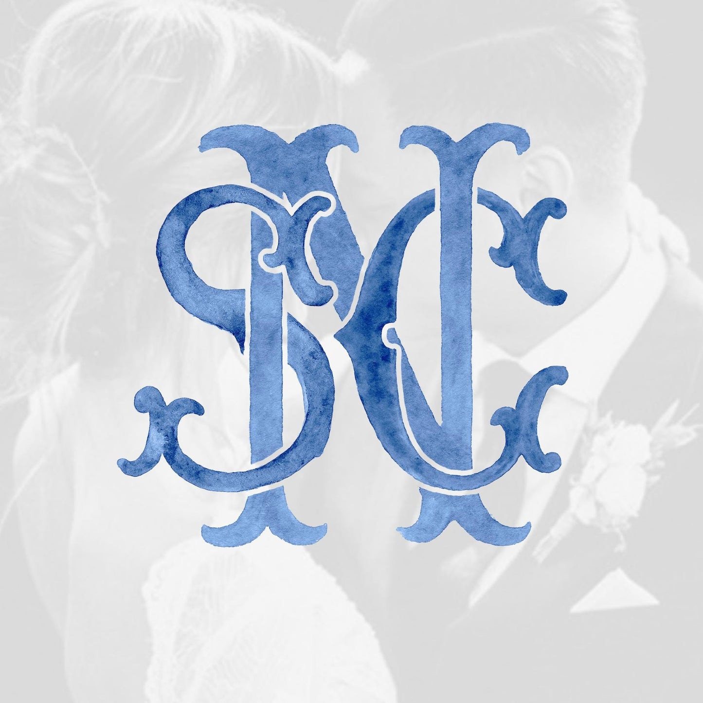 Custom Three Monogram Initial Letters, Three Monogram for Crest Design, Wedding Monogram, Wedding Logo, Custom Watercolor Wedding Crest